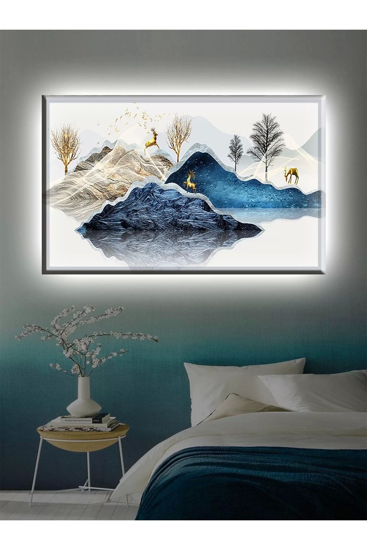 feifei Led Işıklı Modern Dekoratif Kanvas
