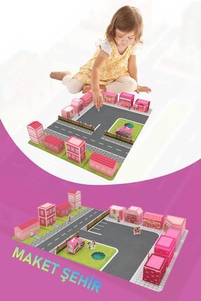 Maketya Zamansız Hayaller Pink City Maket Ev Şehir Aktivite Oyun Alanı - Aile...