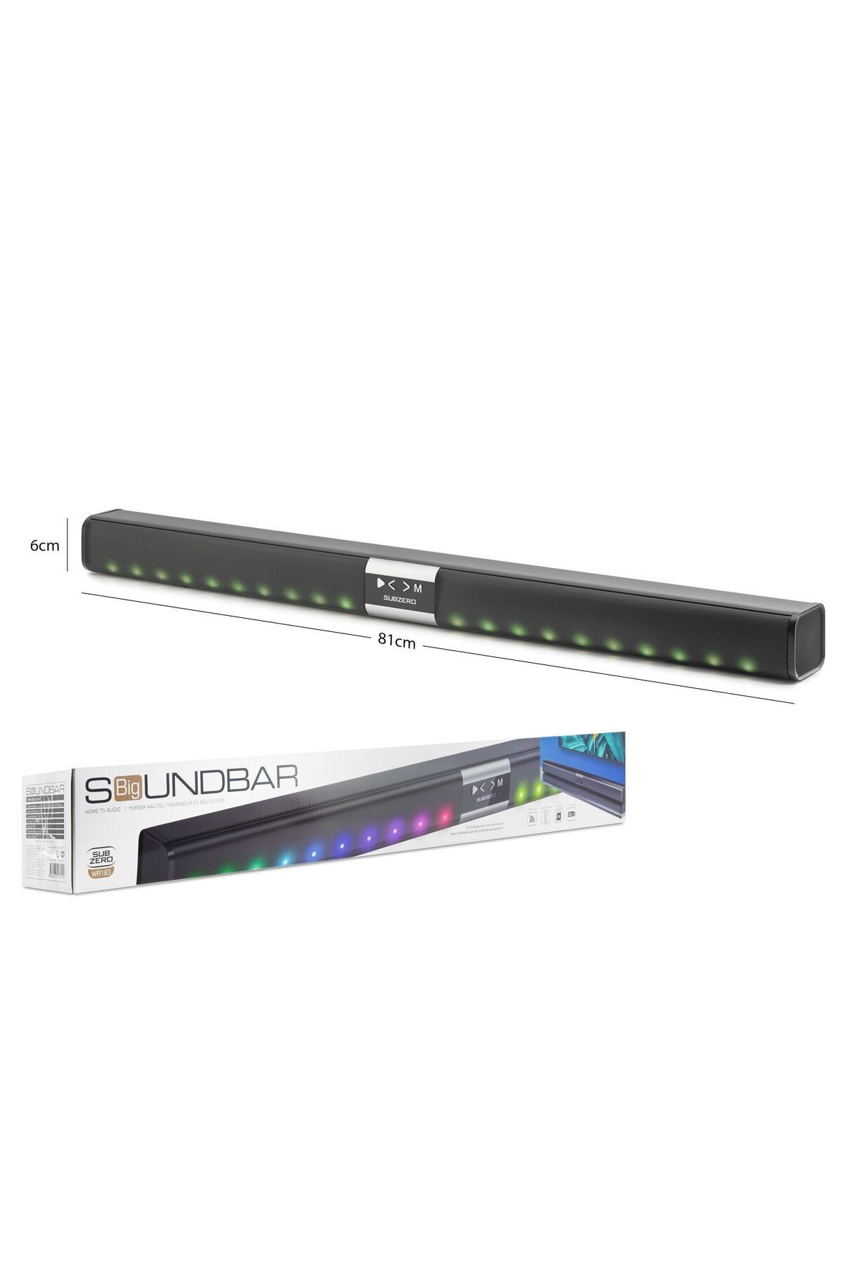 Subzero Home TV Auido Soundbar Yüksek Kaliteli RGB Ledli 10W Güç