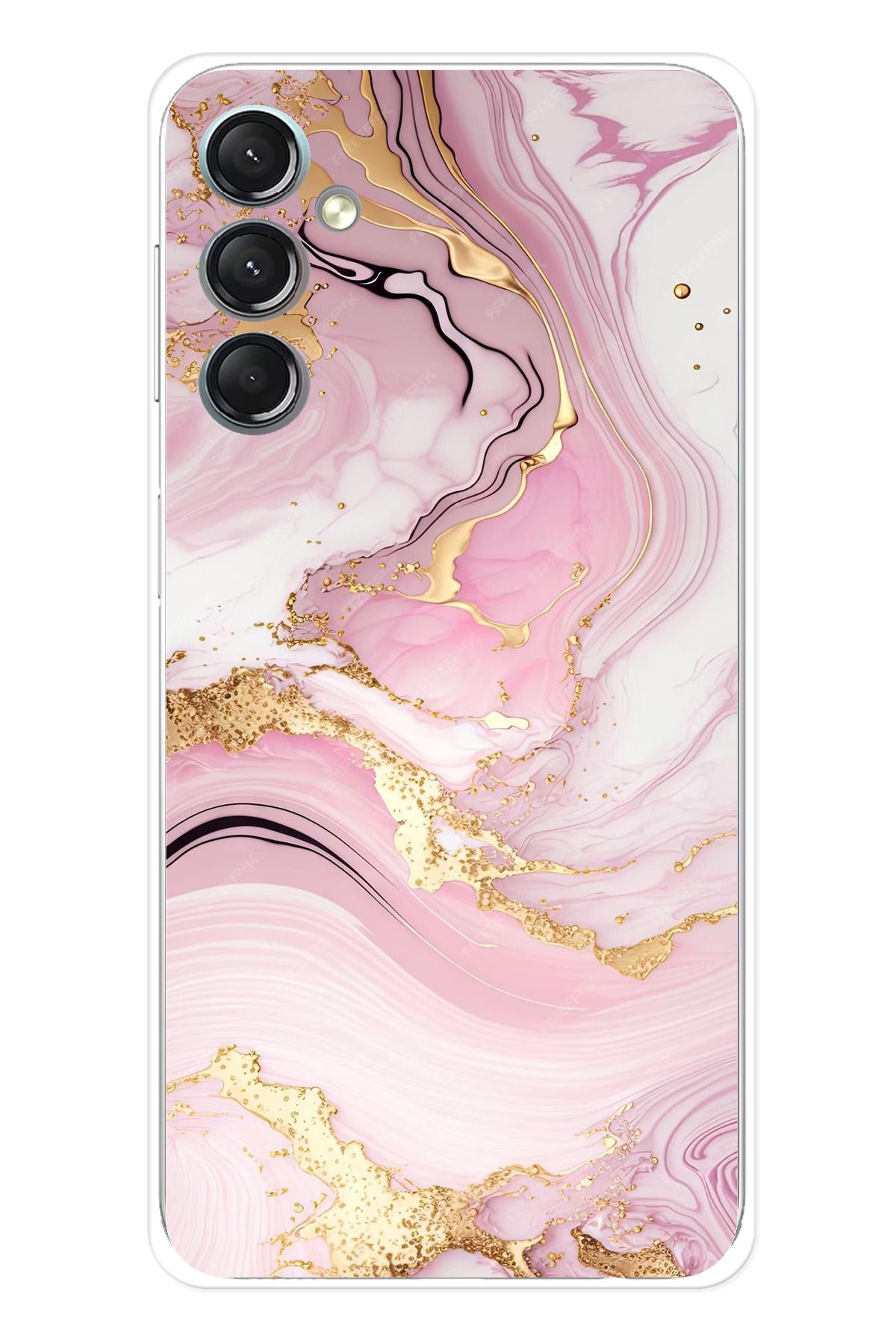 TechTree SAMSUNG Galaxy A24 Uyumlu Pembe Mermer Şeffaf Silikon Kılıf