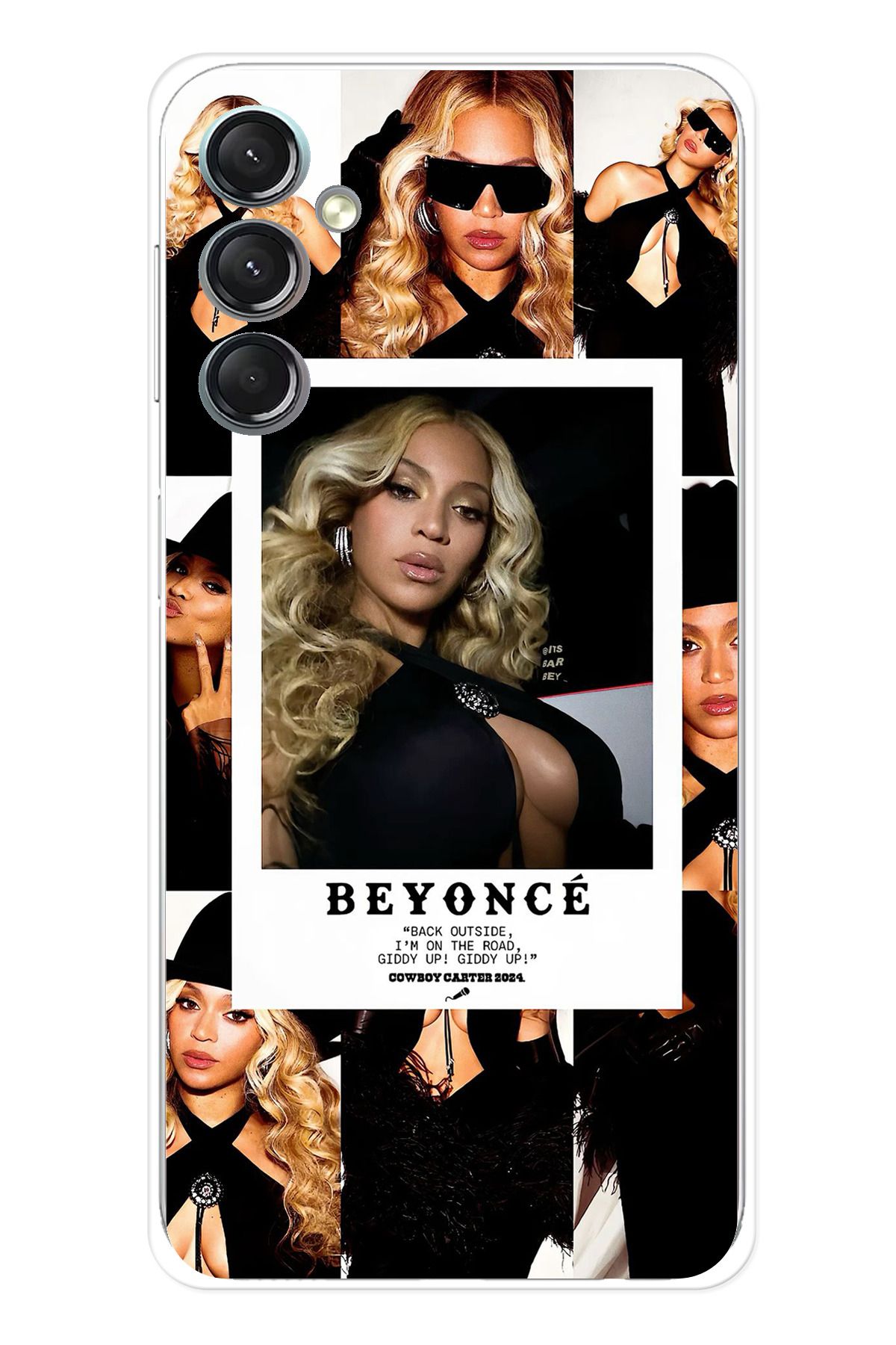 TechTree SAMSUNG Galaxy A24 Uyumlu Beyonce Fotoğraflar Şeffaf Silikon Kılıf