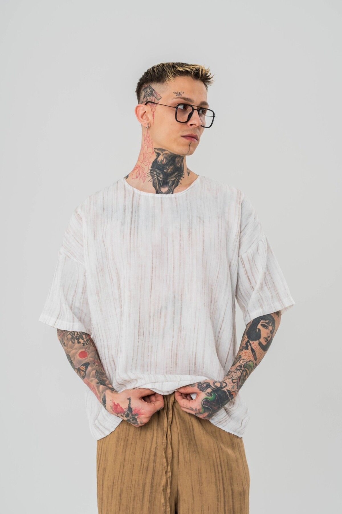 تی شرت سفید مردانه بزرگ FLEX اورجینال go gang own