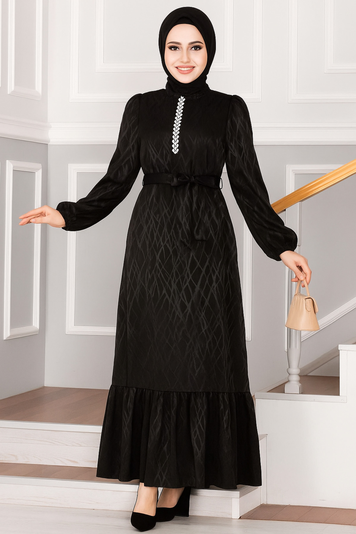 REMUBİ JAKAR KUMAŞ TAŞLI TESETTÜR ABİYE