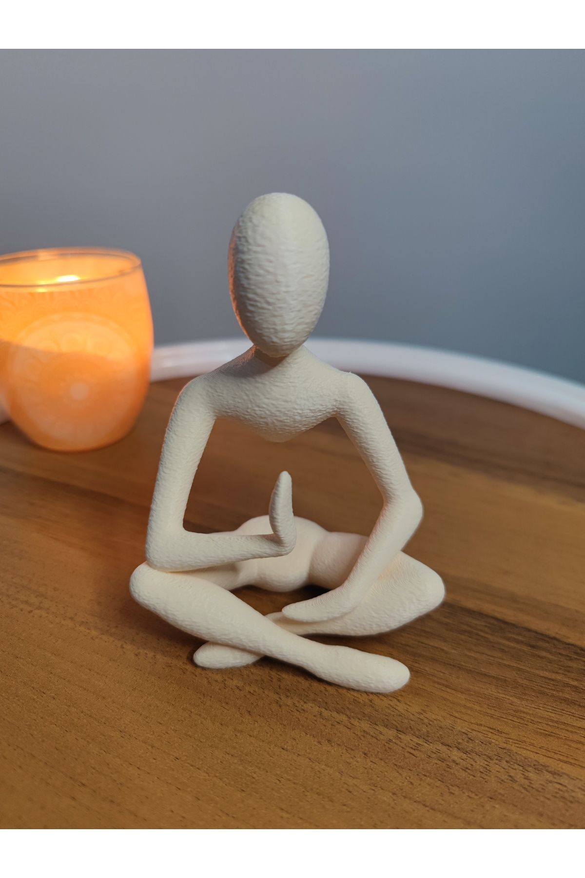 SerenityHaven Yoga/Meditasyon Yapan İskandinav Tarzı Biblo Heykel Figür Dekor Dekorasyon Hediyelik 13cm KemikBeya