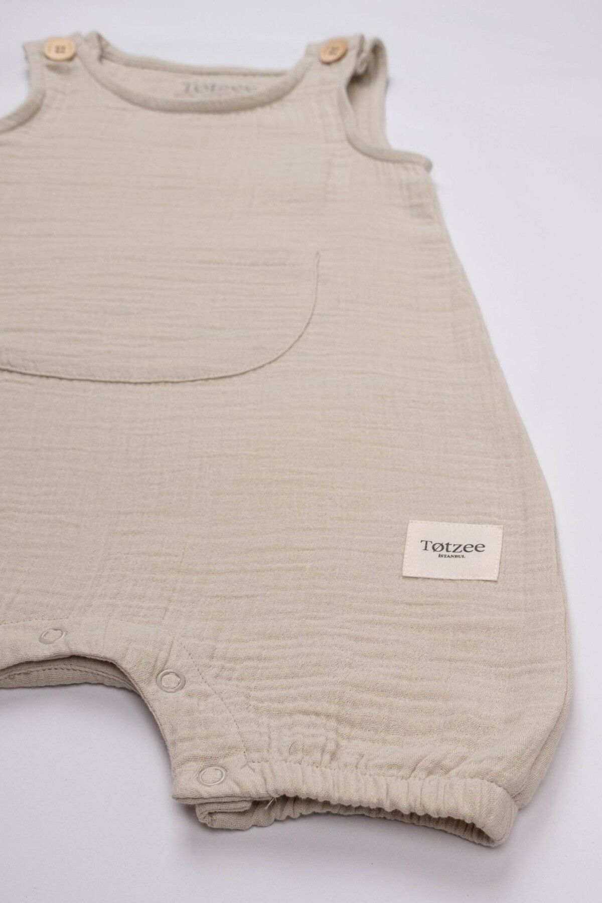 Totzee-Muslin Kangaroo Pocket Salopet Moonlight Beige 3