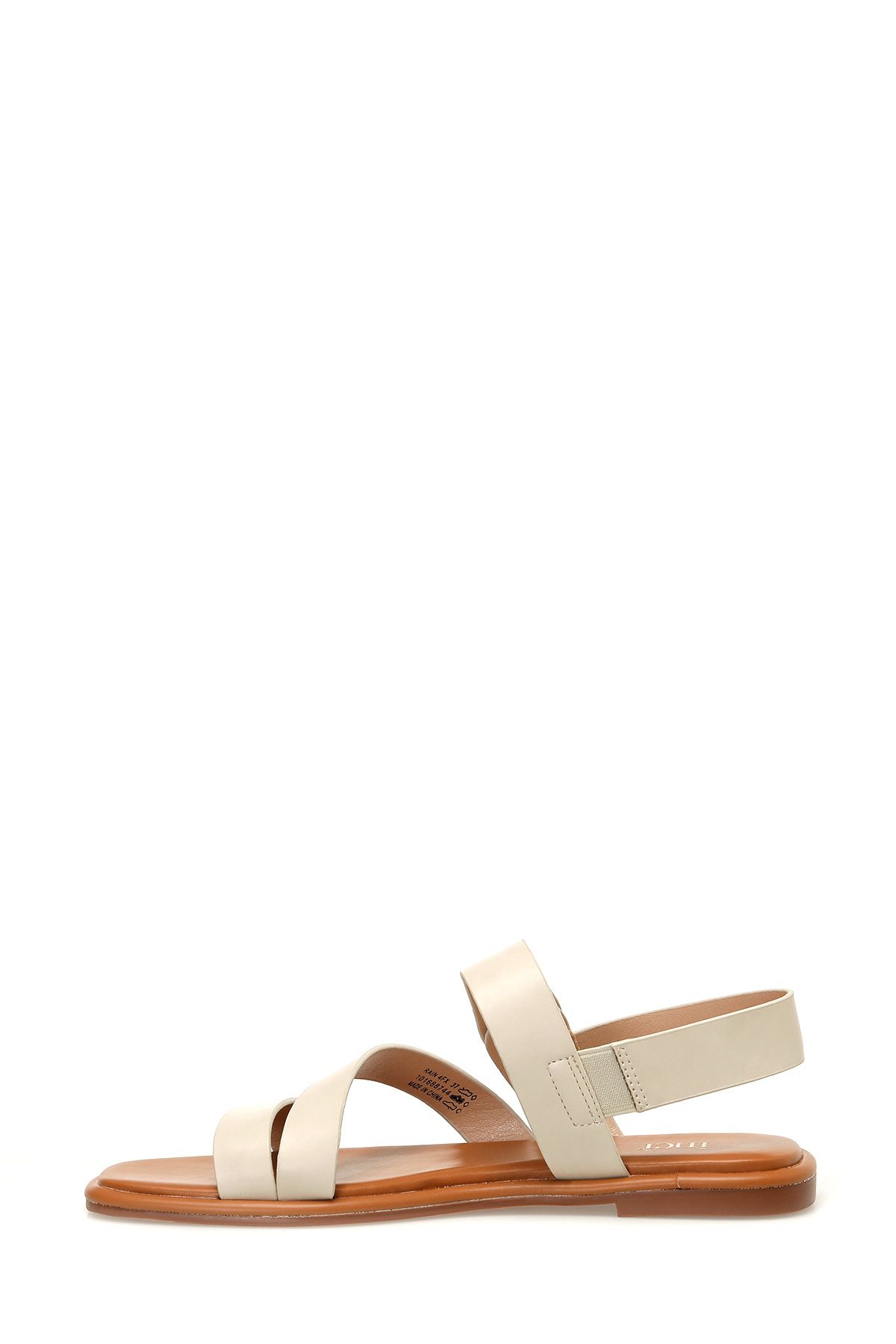 صندل نود زنانه Rain 4fx Beige Sandale Flat İnci