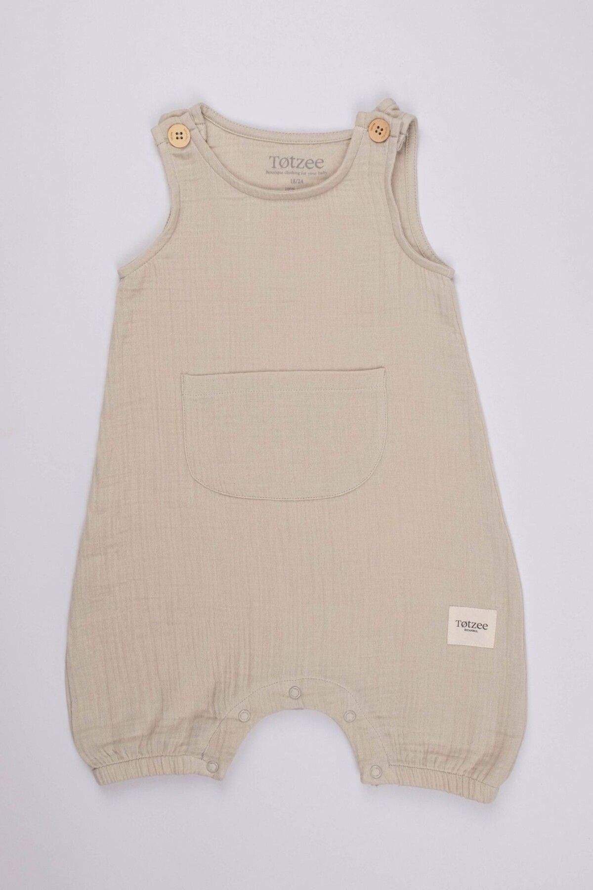 Totzee-Muslin Kangaroo Pocket Salopet Moonlight Beige 2