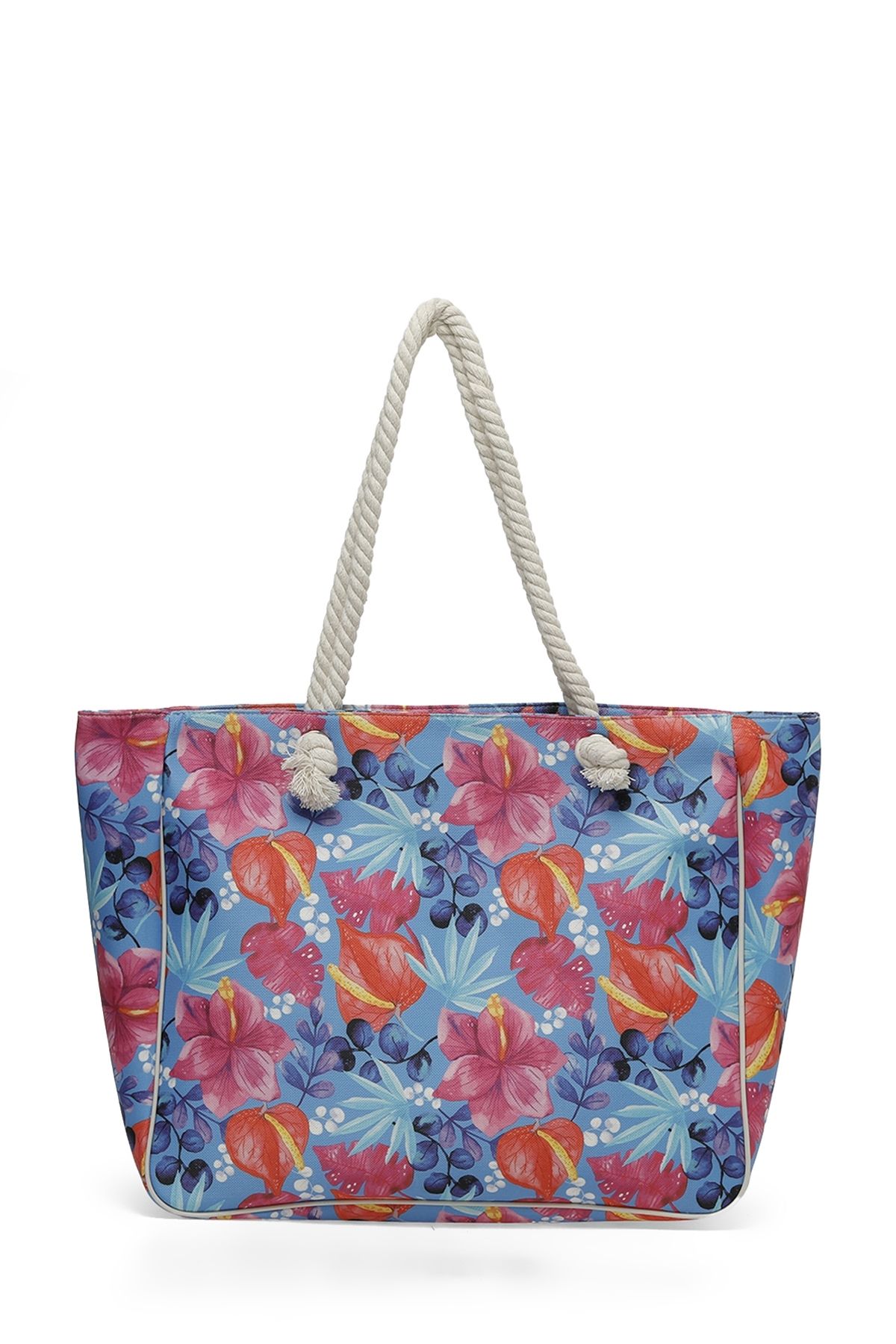 Polaris Floral Plj 4fx Duża Niebieska Torba Plażowa Damska Kobieta - Rozmiar uniwersalny