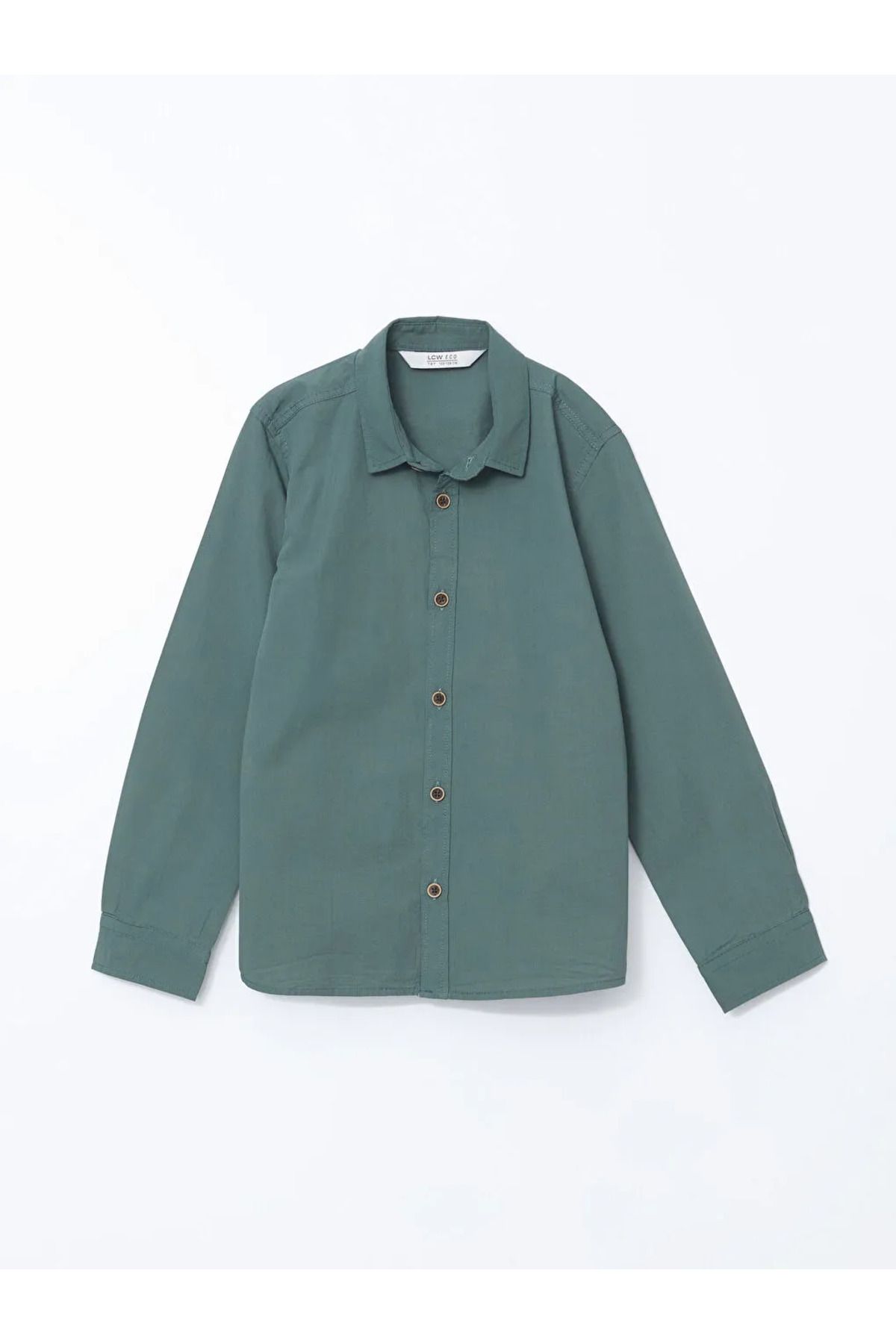 LC Waikiki LCW ECO Yeşil Basic Uzun Kollu Erkek Çocuk Gömlek