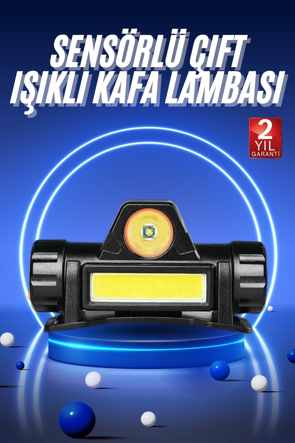ASTRALTECH Ledli Şarjlı Kafa Lambası LED Şarjlı Su Geçirmez Kafa Feneri