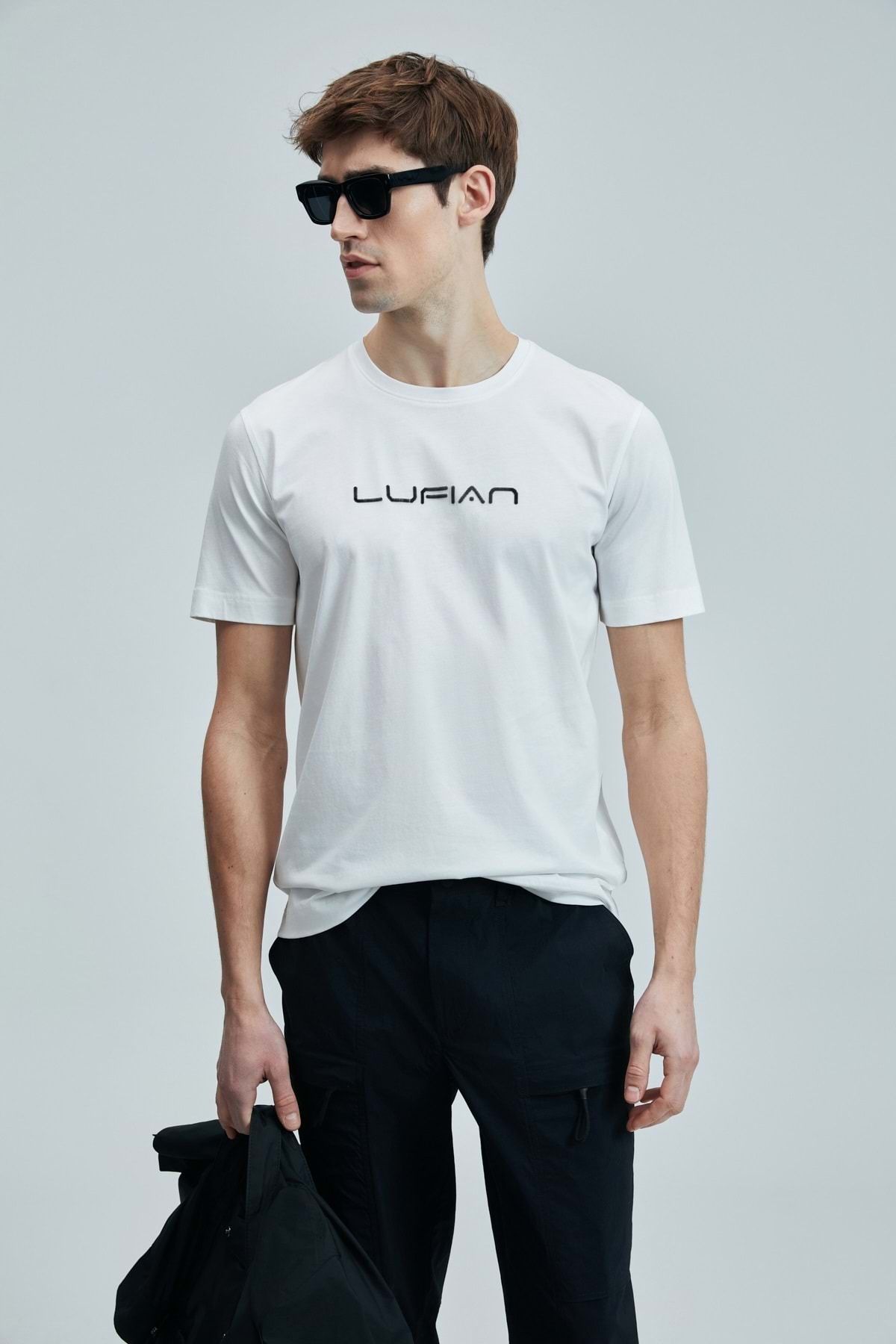 Lufian 111020250 Fusıon Modern Grafik Tişort Erkek T-Shirt BEYAZ