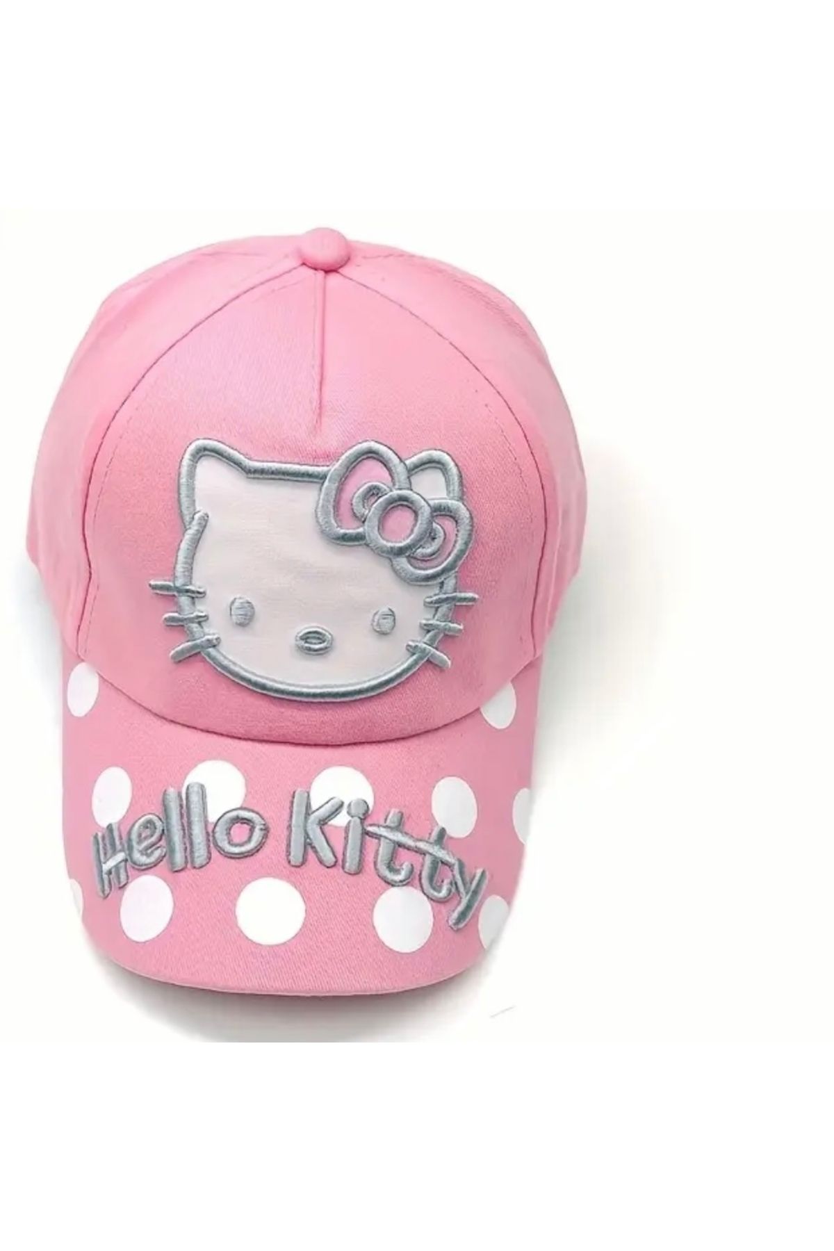 AYLİS Pembe Noktalı Hello Kitty Baskılı Çocuk Şapka