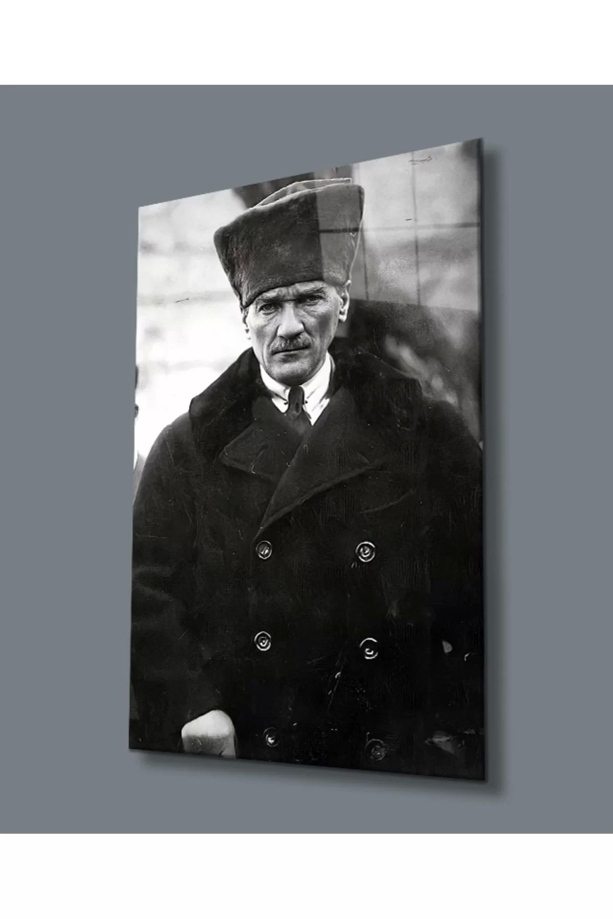 ÖYKÜ VE YİĞİT Atatürk Portresi Uv Baskılı Cam Tablo, Ev Ve Ofis Duvar Dekoru Hediyelik