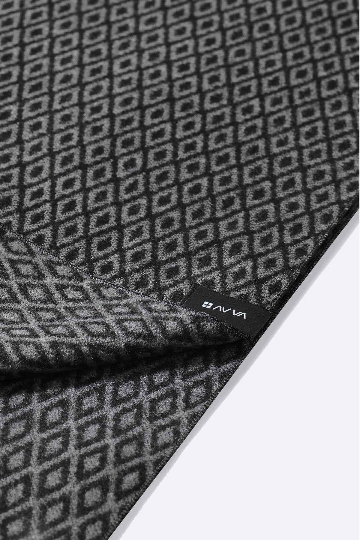 Avva-Men's Black Viscose Blended Tasseled Patterned Shawl A42Y9401 3