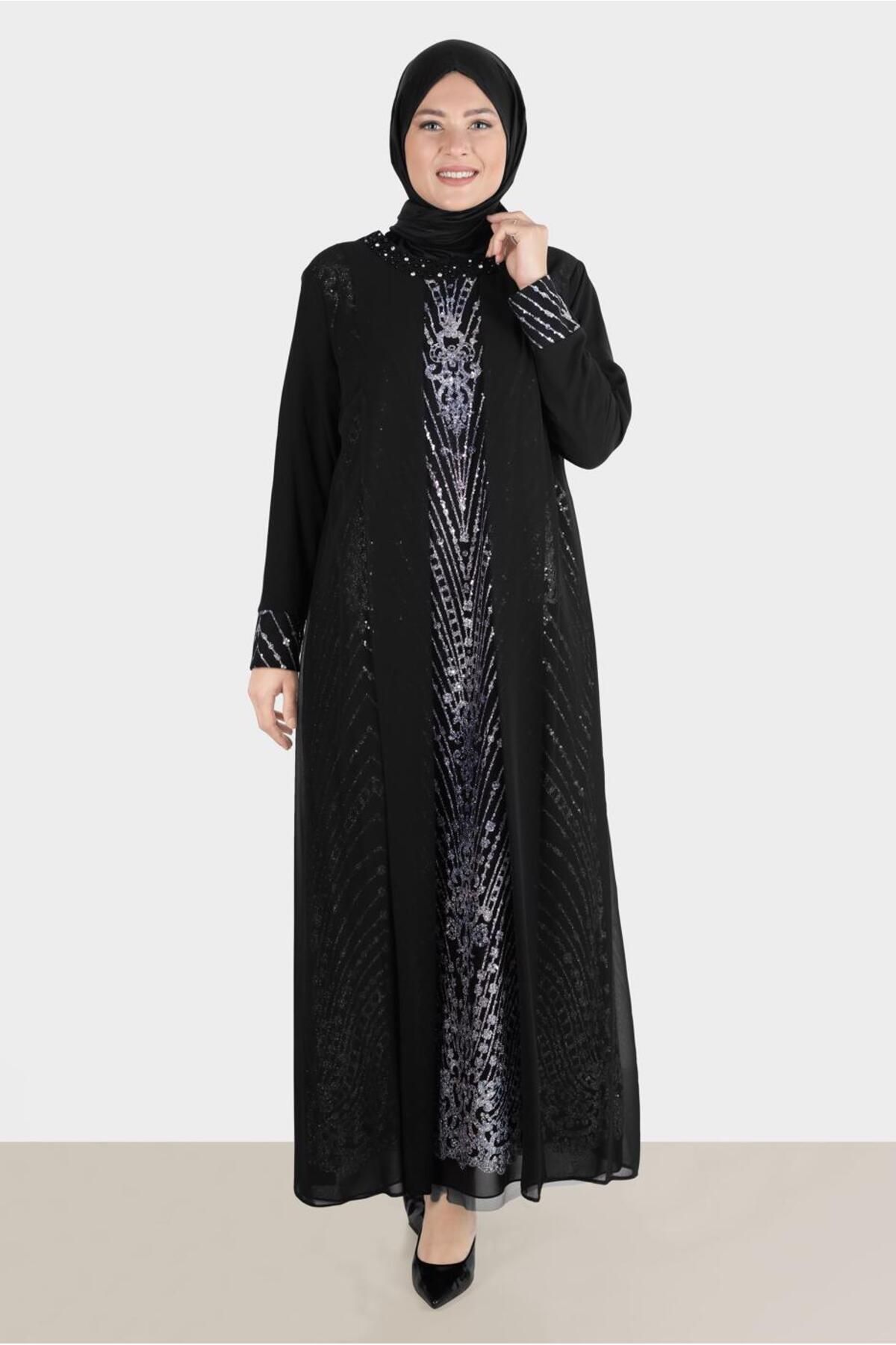 لباس شب سنگی با جزییات تول 50251 Alvina