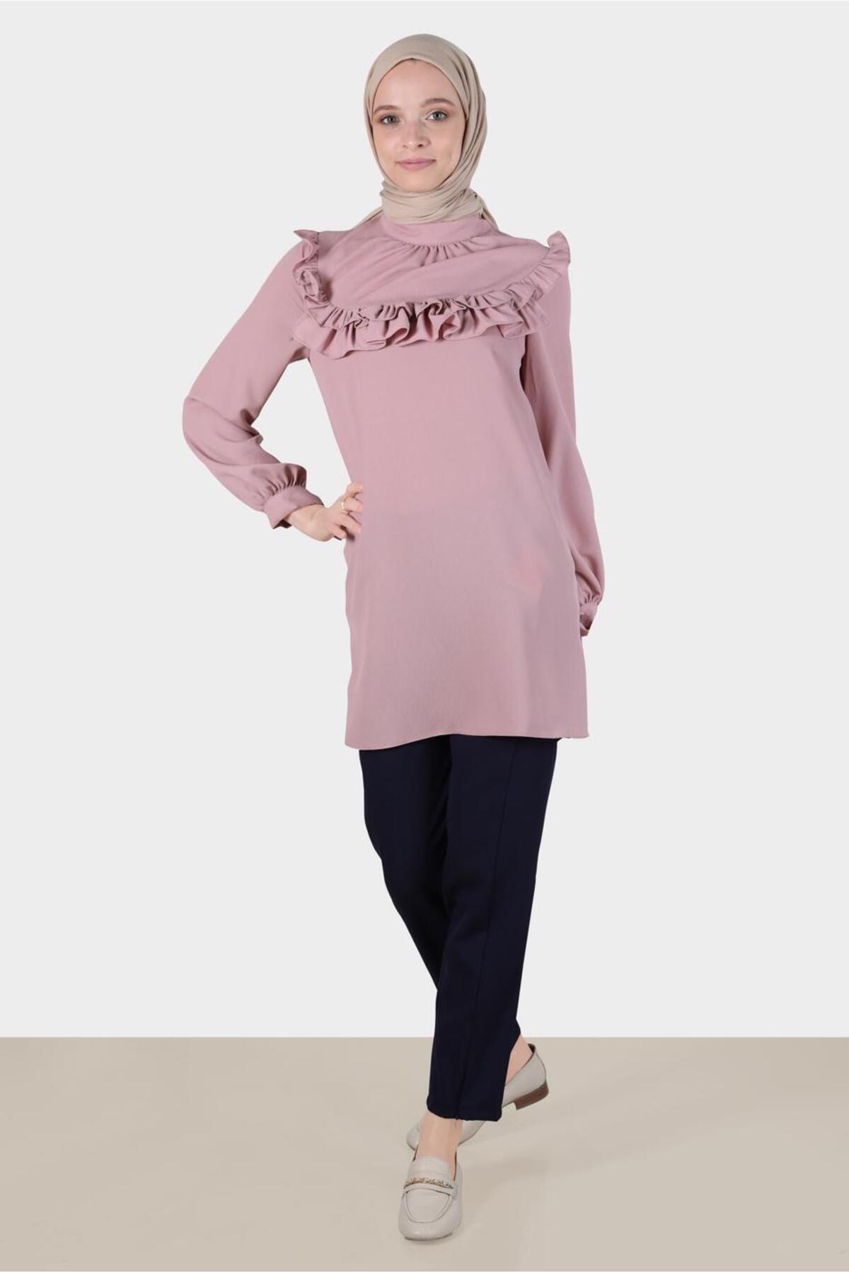 آلوینا تونیک چیندار با سرآستینهای گرهدار ۴۲۷۱۸ آلوینا تونیک چیندار با سرآستینهای گرهدار ۴۲۷۱۸