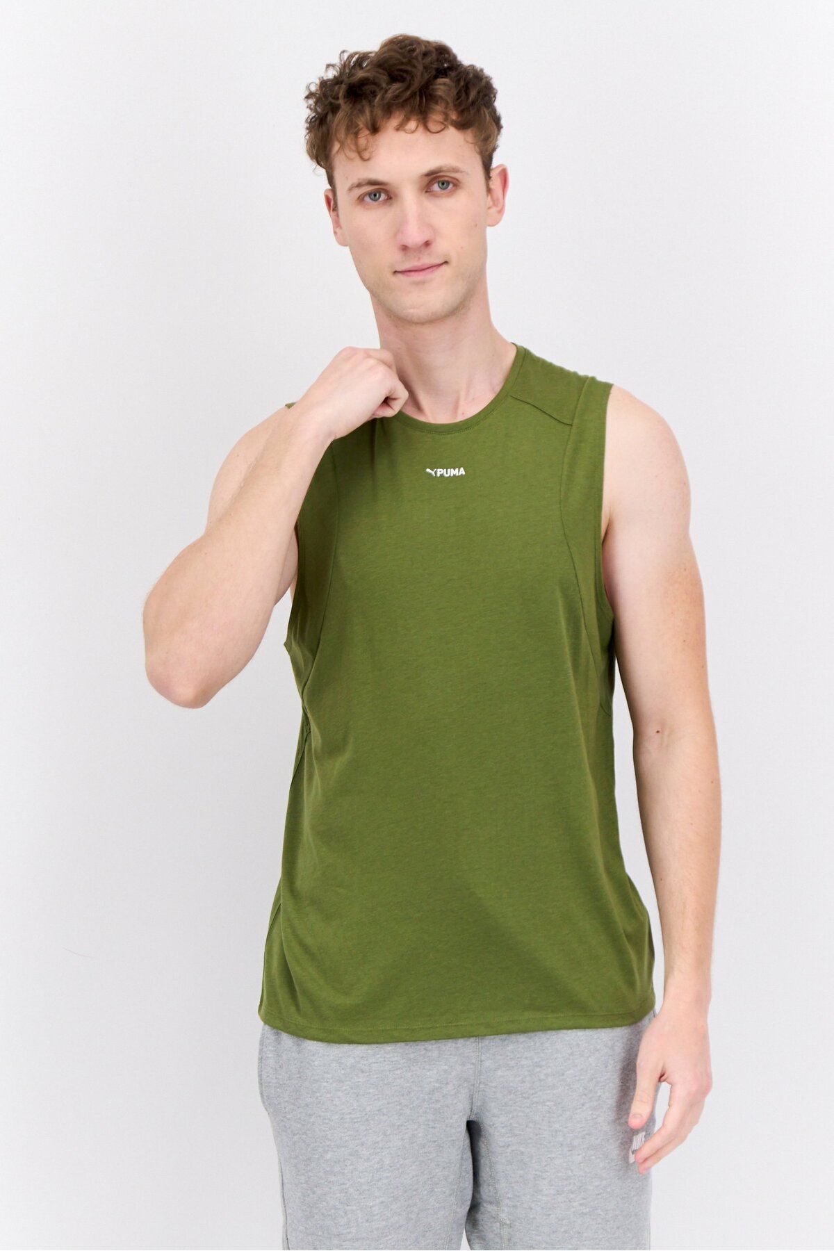 Puma-Men Sportswear Fit Sleeveless Training Vest, Green 1