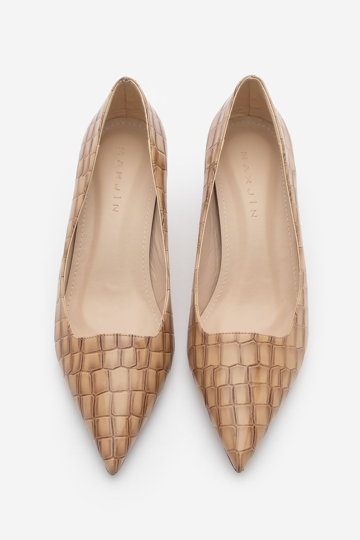 Marjin-Dámske ihličkové topánky Croco so vzorom na podpätku Olfin Beige Croco 6