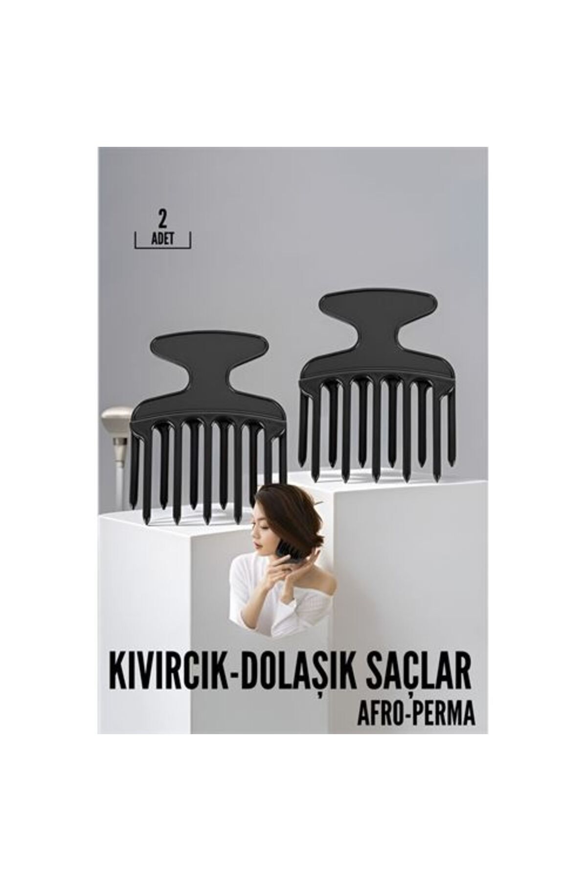 karadağsb Kıvırcık Saç Açıcı Afro Perma Tarağı