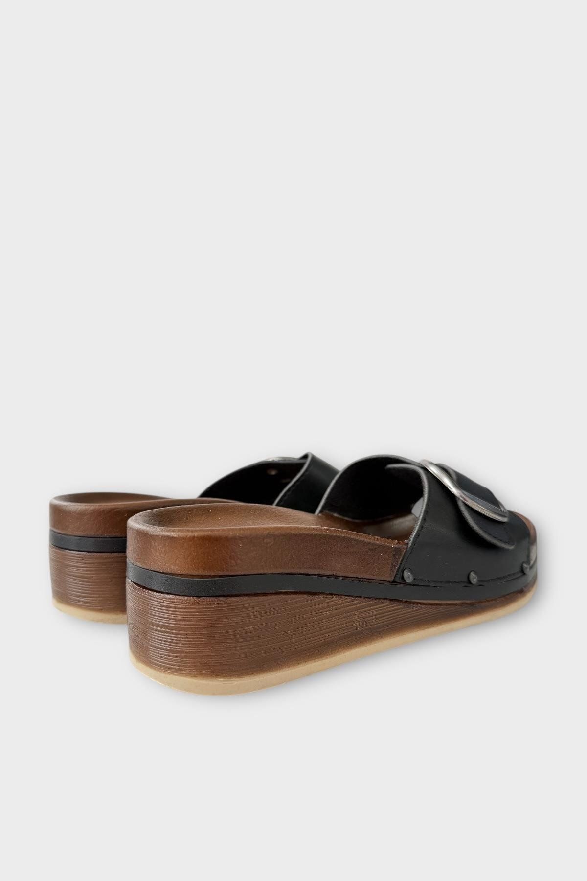 Liger-Women's Daily Slippers Buckle Wedge Heel Stylish Summer Home Beach Vacation Slippers Black 5
