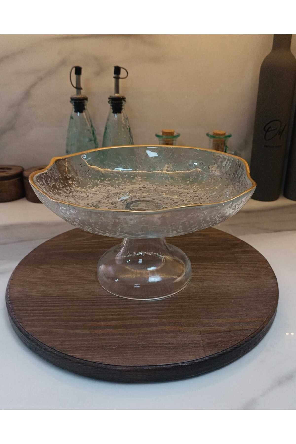 MDKLİFE Linens Bubble Ayaklı Kase 23 cm Gold