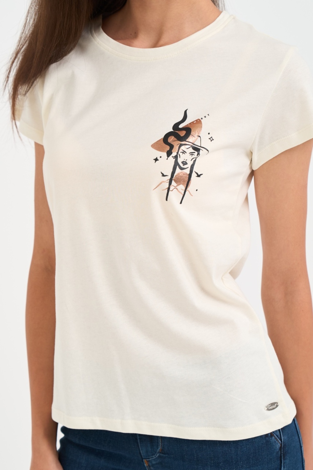 Timeout-Women's T-shirt with graphic details and applied logo 3