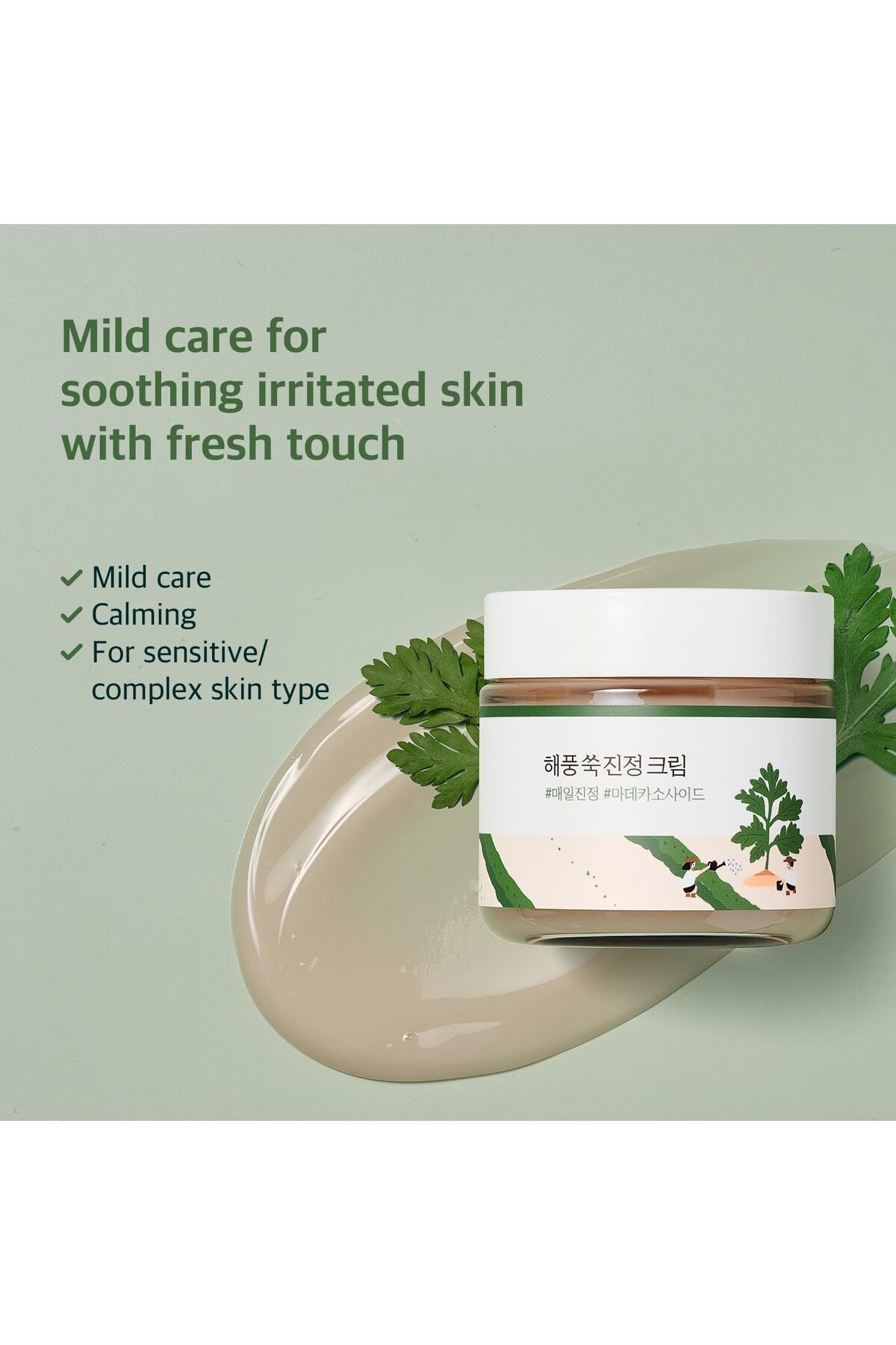 Round Lab-ROUND LAB Mugwort Calming Cream 80ml / Soothing, Moisturizing, Madecassoside, Calming Cream 3