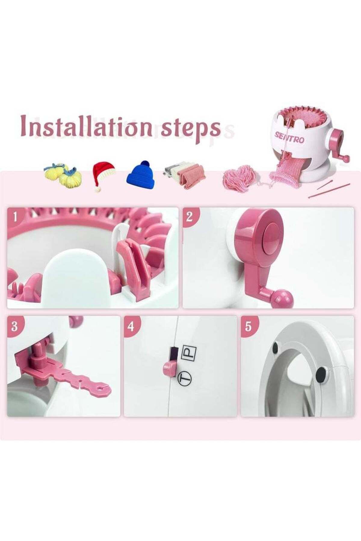 COOYA-Children's DIY knitting machine set toys, 22 needles, 2 modes, safe and durable, easy to use, pink 6