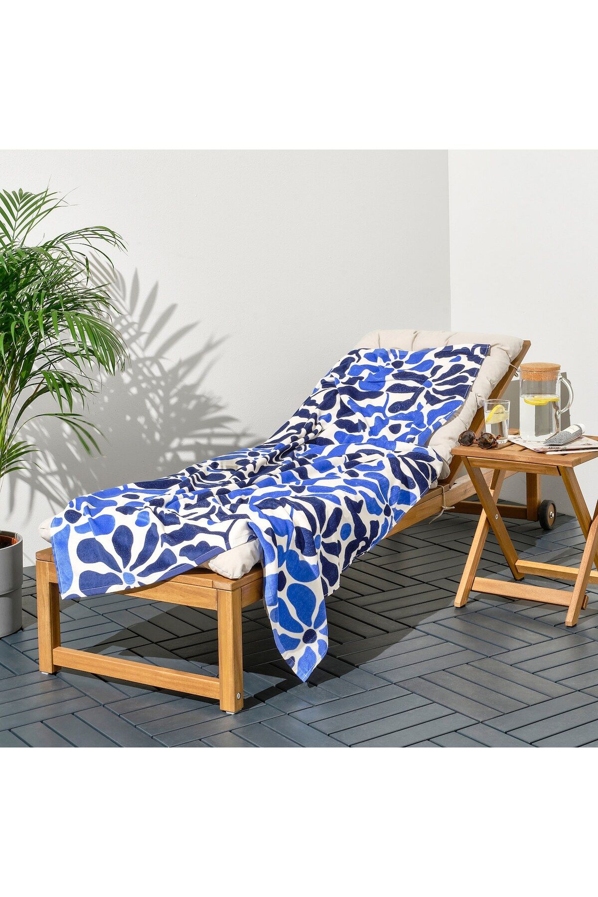 IKEA-GULYXNE Beach Towel, Blue/Floral Pattern, 100 x 180 cm 3