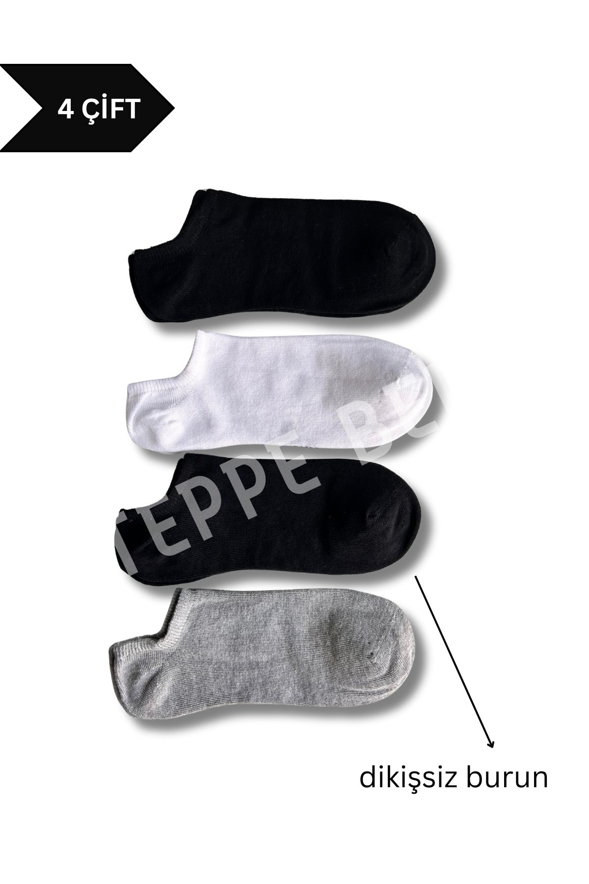 4 Çift Erkek Dikişsiz Soft Koton Sneaker Çorap