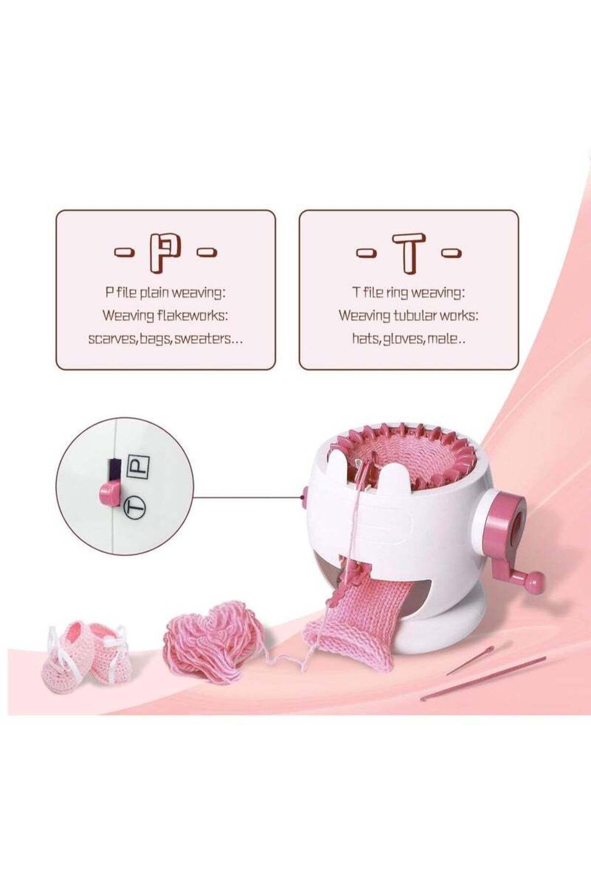 COOYA-Children's DIY knitting machine set toys, 22 needles, 2 modes, safe and durable, easy to use, pink 3