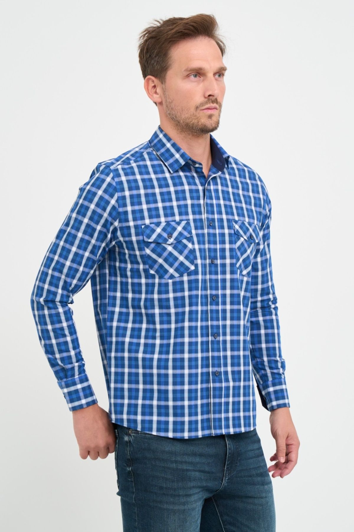 Lee Cooper-Regular men's shirt with pattern and patch pockets 6