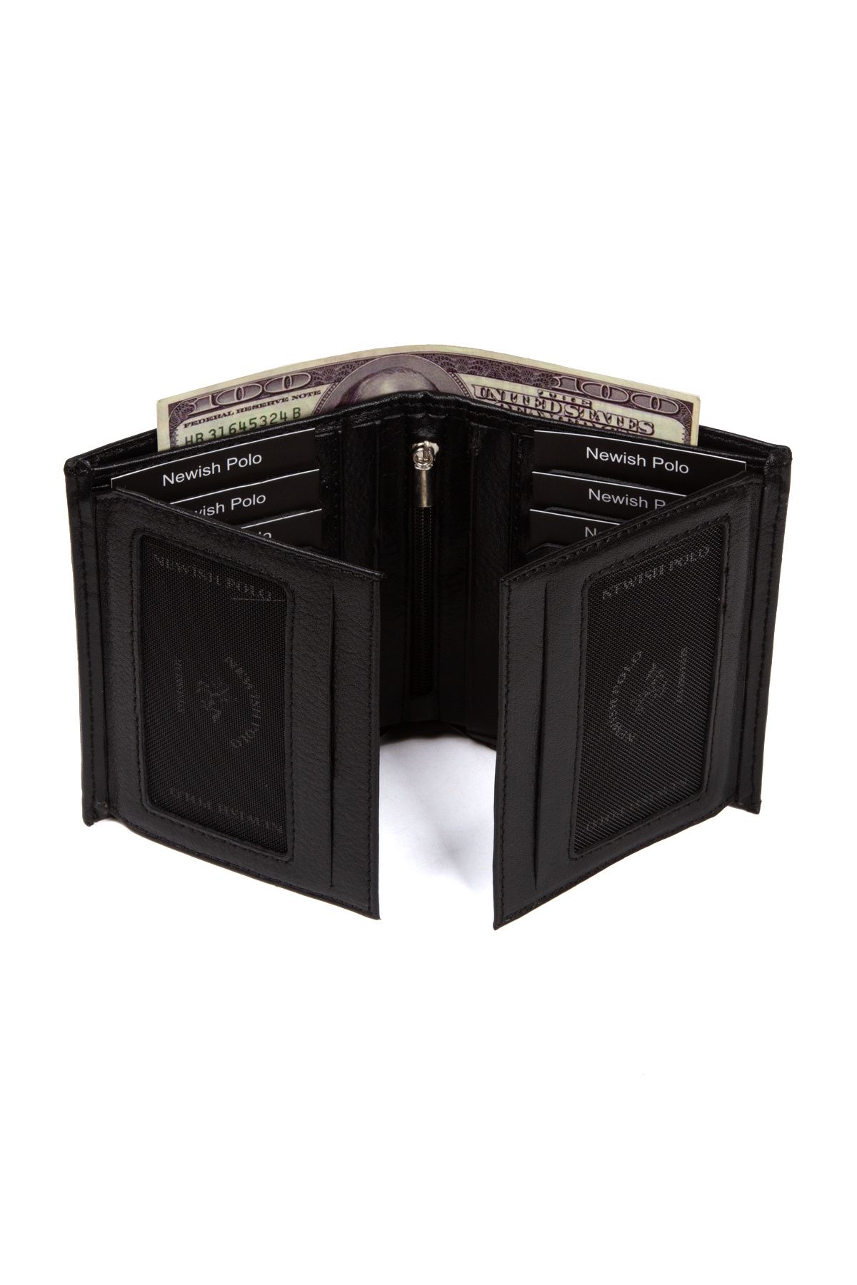 Newish-Men's Black Genuine Leather Card Holder and Wallet 3