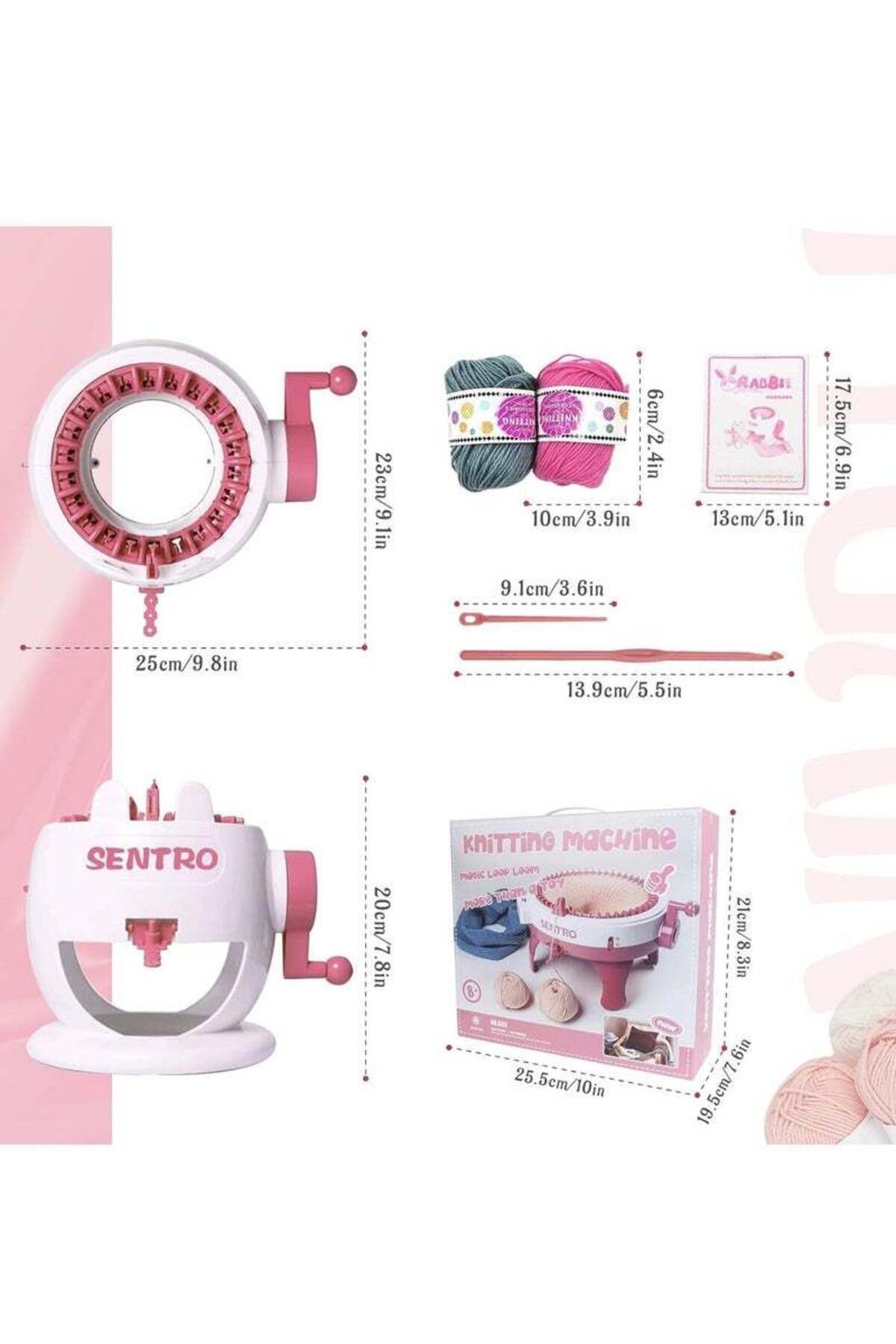 COOYA-Children's DIY knitting machine set toys, 22 needles, 2 modes, safe and durable, easy to use, pink 4
