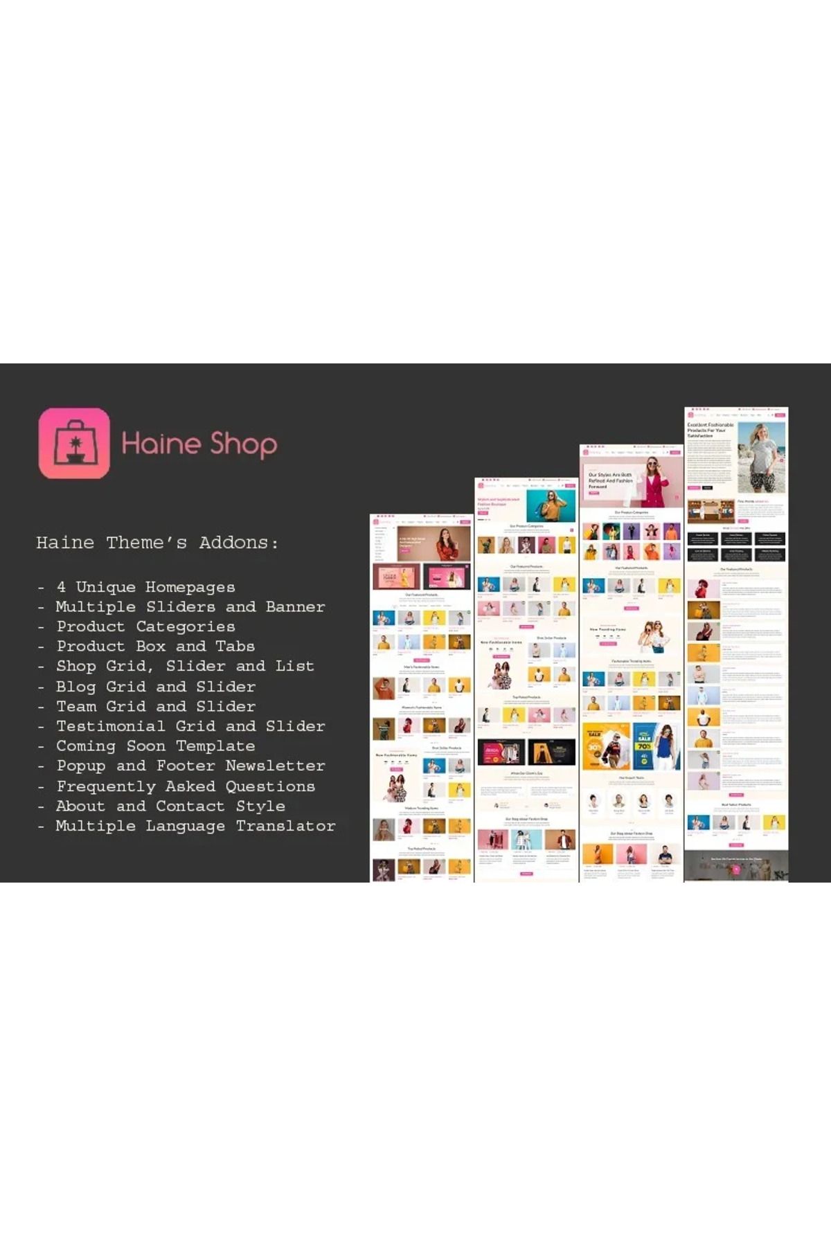 hemen tasarım Haine - Free eCommerce Shop for Fashion, Clothing, and Online Store WooCommerce Teması