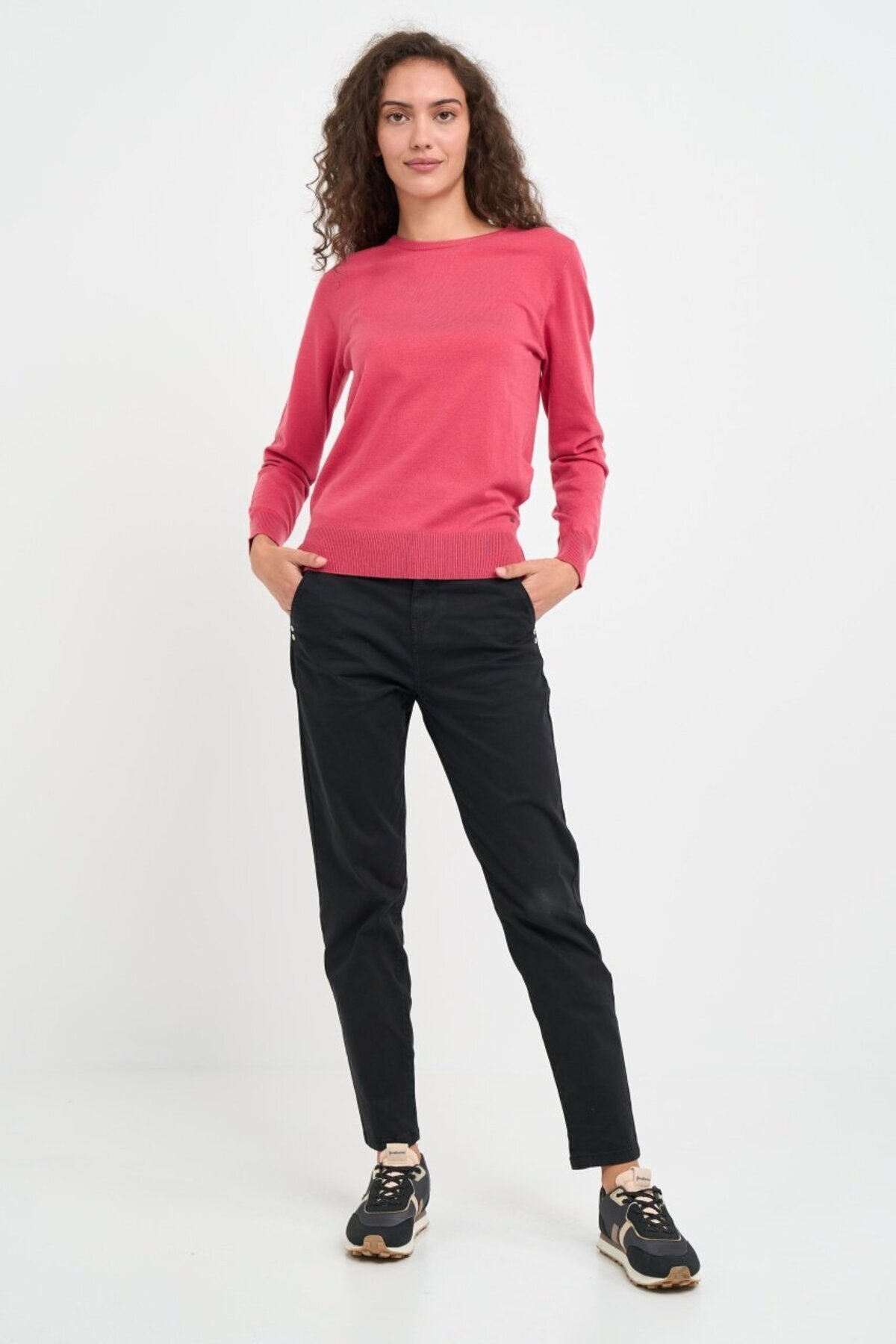 Timeout-Women's dark-colored pants with slant pockets 7