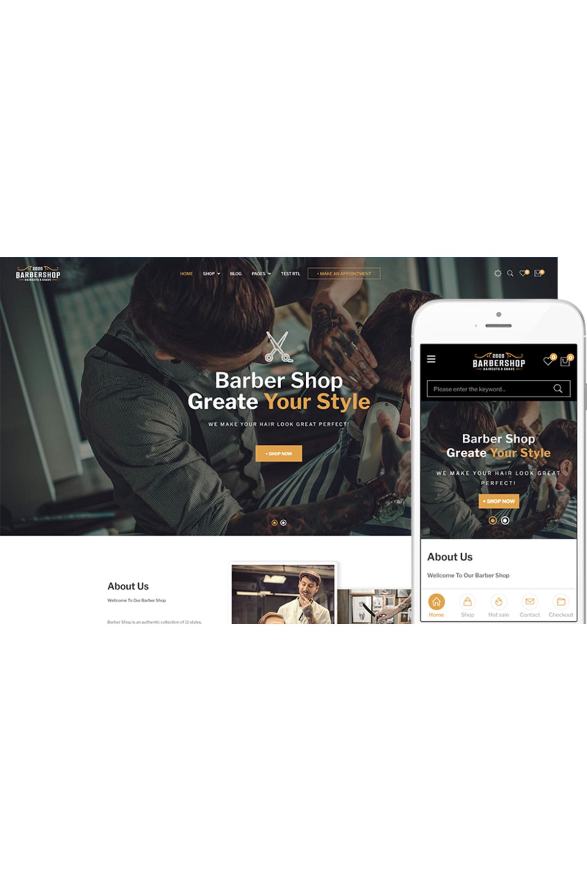 hemen tasarım Barber - Barbershop & Hairdresser WooCommerce Teması