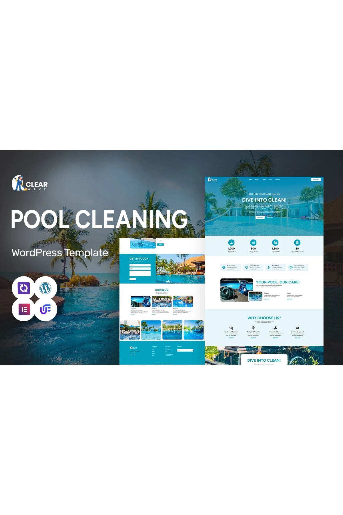 hemen tasarım Clear Wave - Pool Cleaning, Maintenance And Installation WordPress Teması