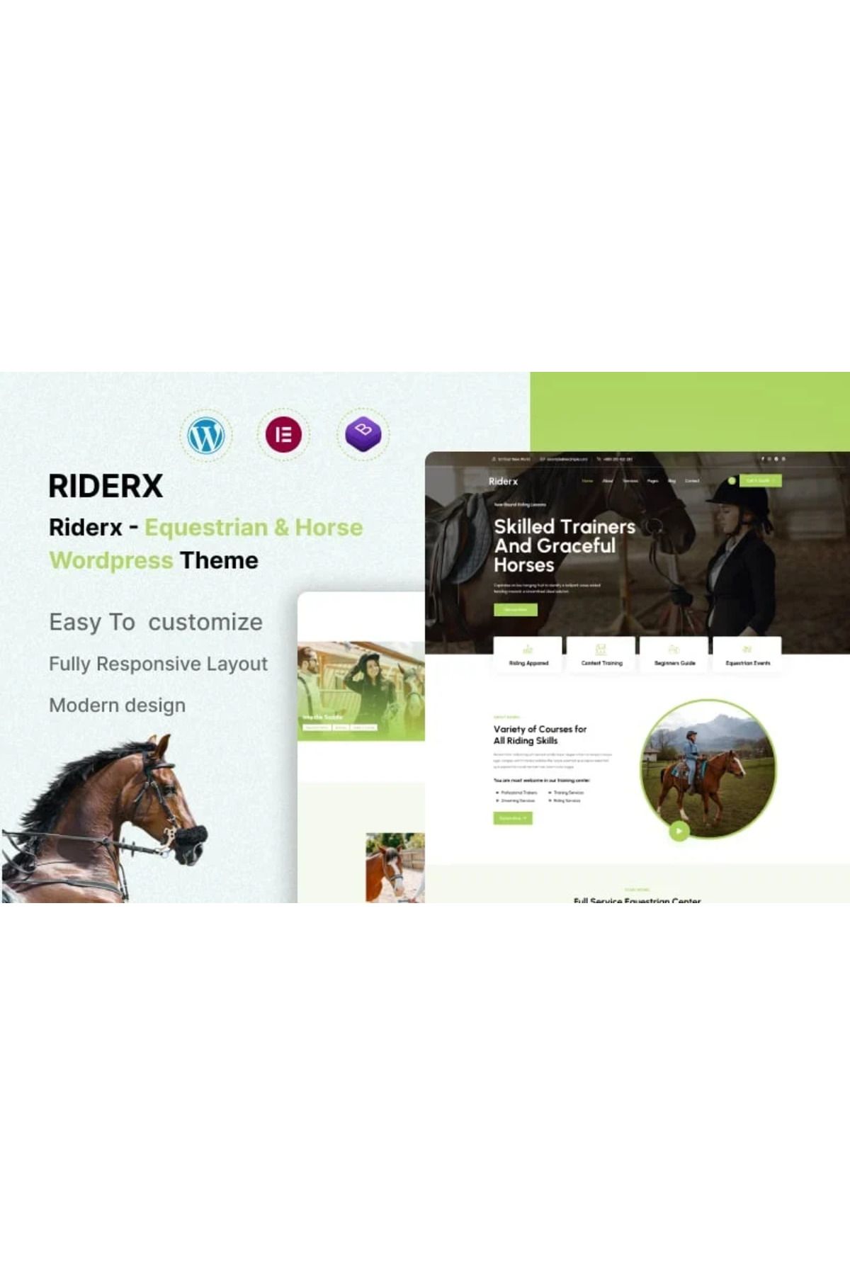 hemen tasarım Riderx - Equestrian & Horse Riding Club WordPress Teması