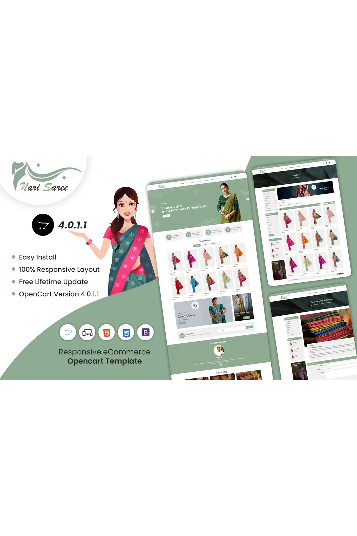 hemen tasarım Narisaree - Saree Store OpenCart Teması