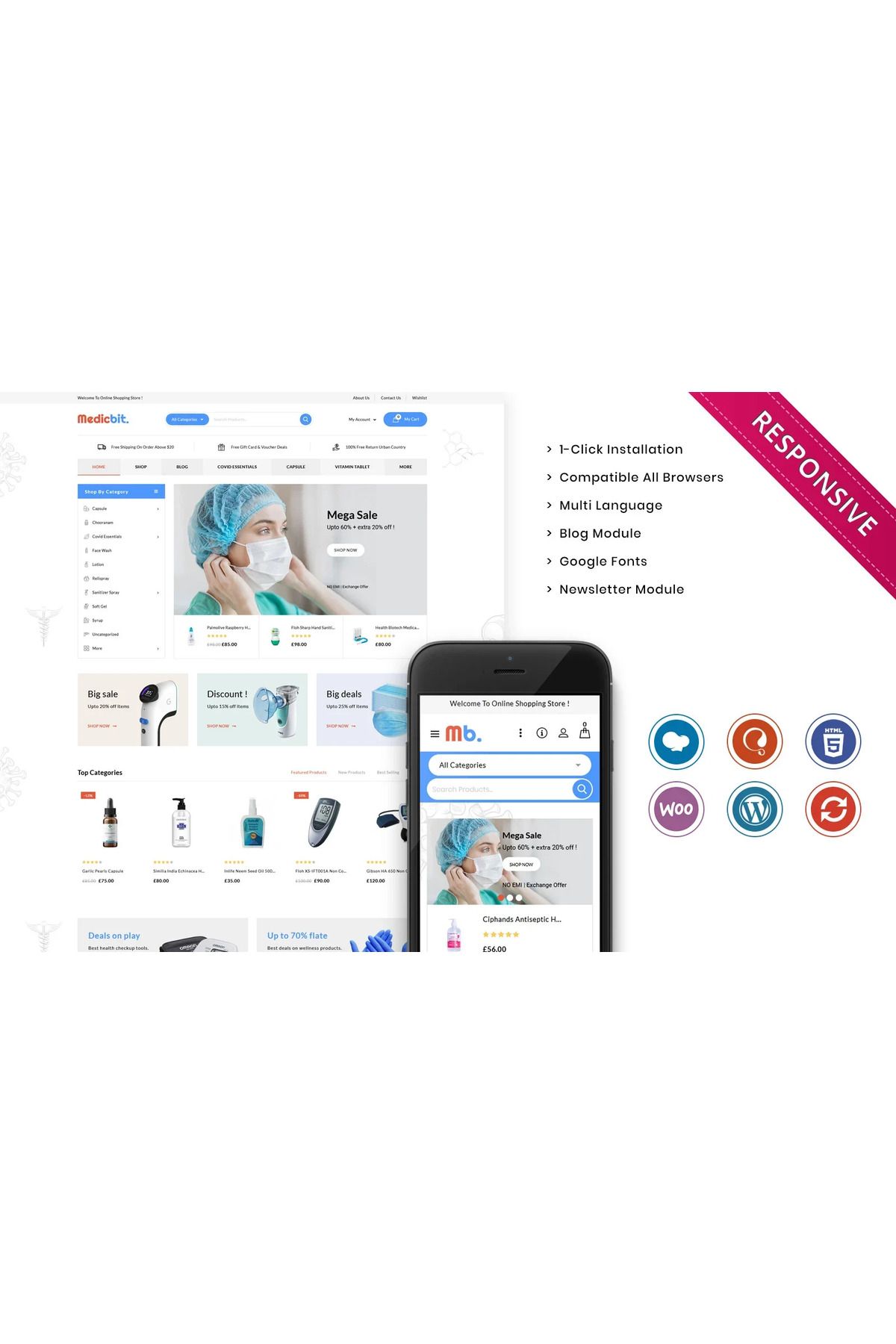 hemen tasarım Medicbit - The Medical Store Responsive WooCommerce Teması