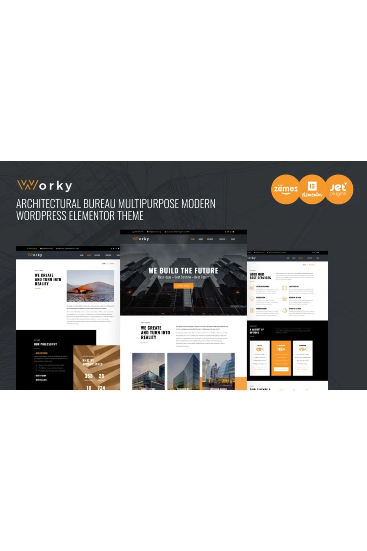 hemen tasarım Worky - Architectural Bureau Wordpress Teması