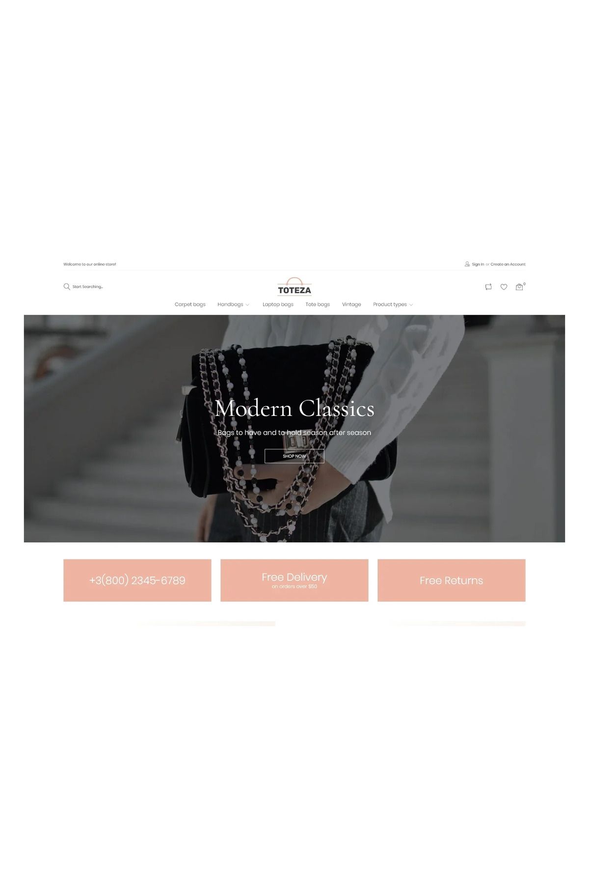 hemen tasarım Toteza - Bags Store Magento Teması