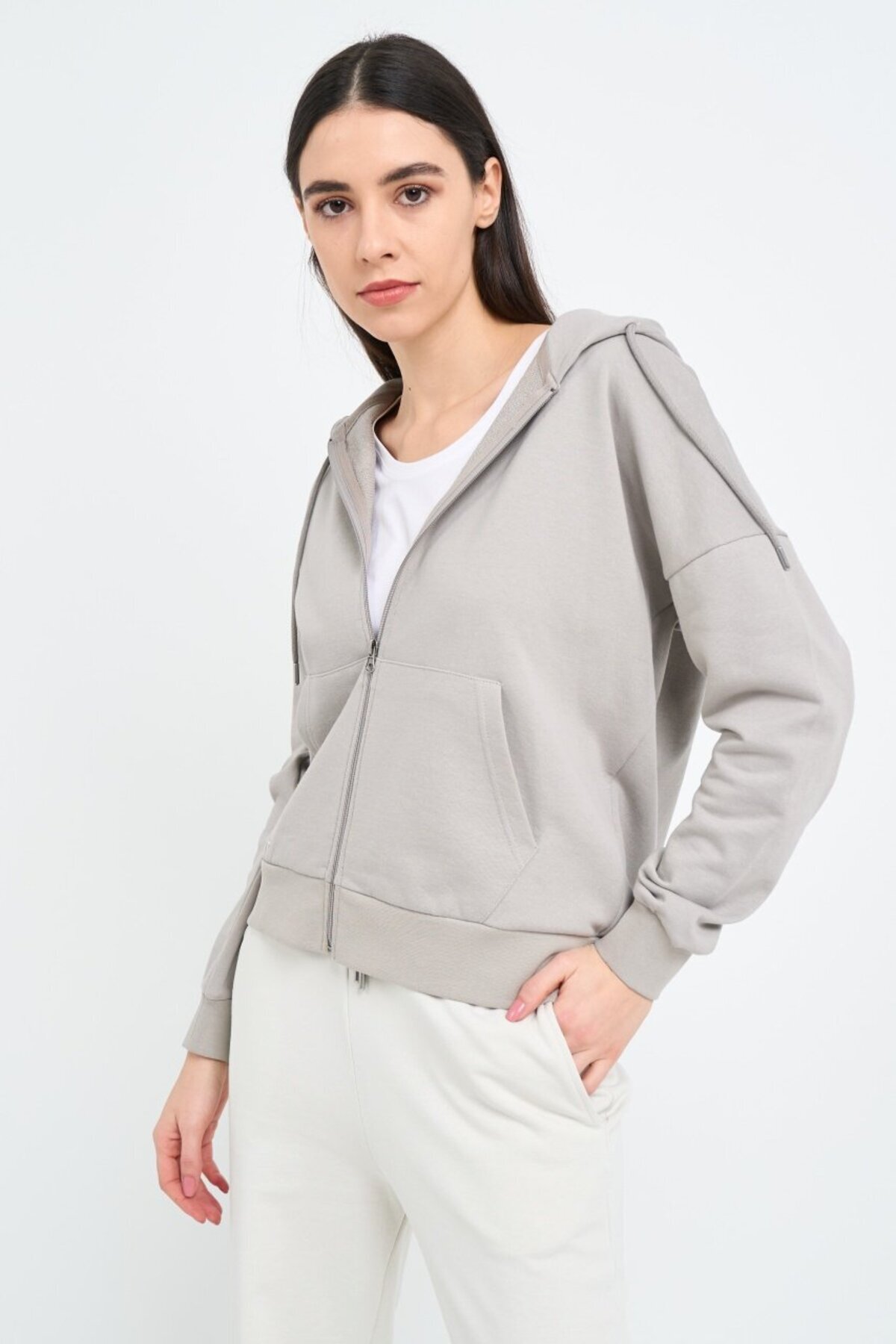 Kenvelo-Hanorac dama de culoare uniforma cu gluga 5