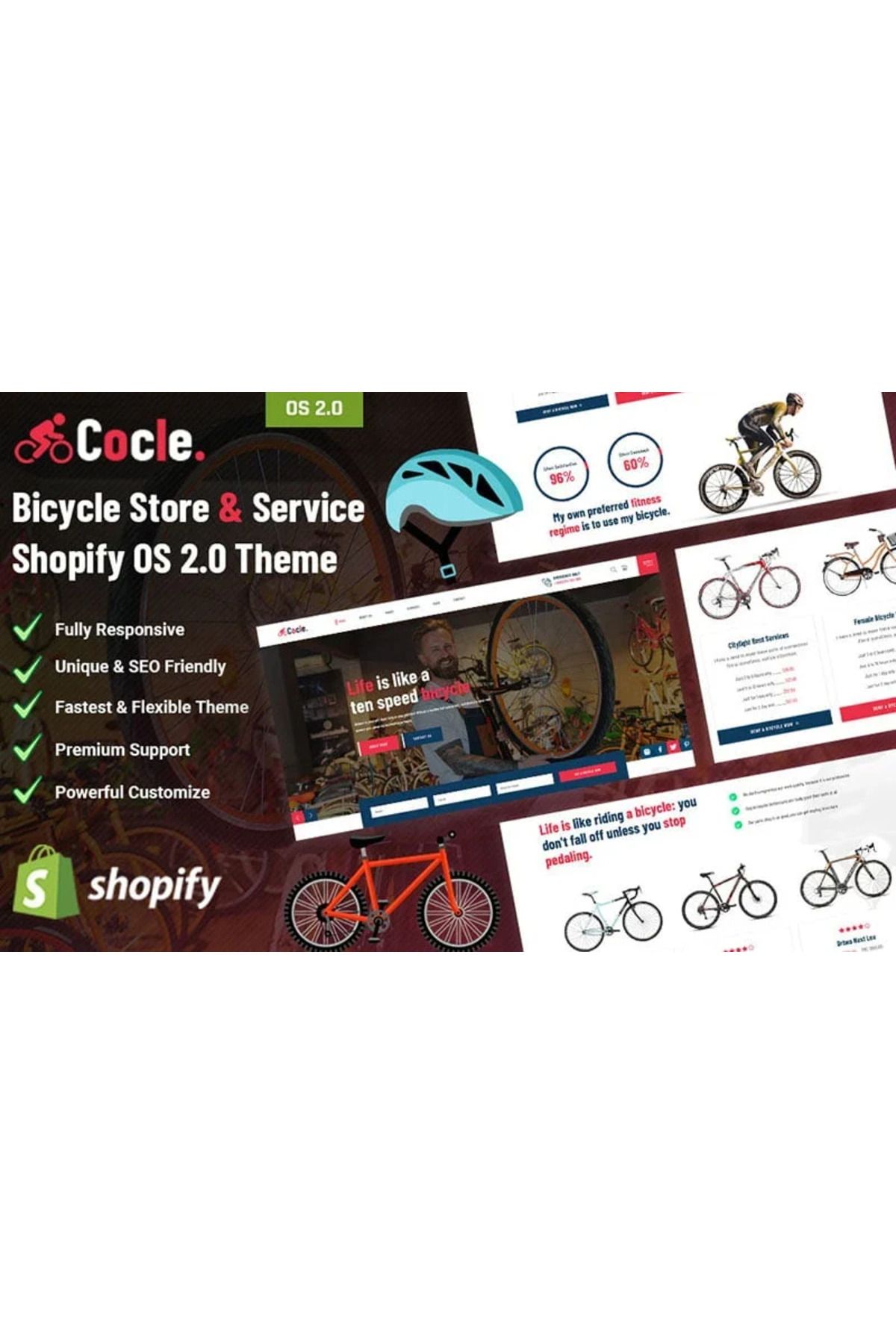 hemen tasarım Cocle - Bicycle Store & Service Shopify Teması