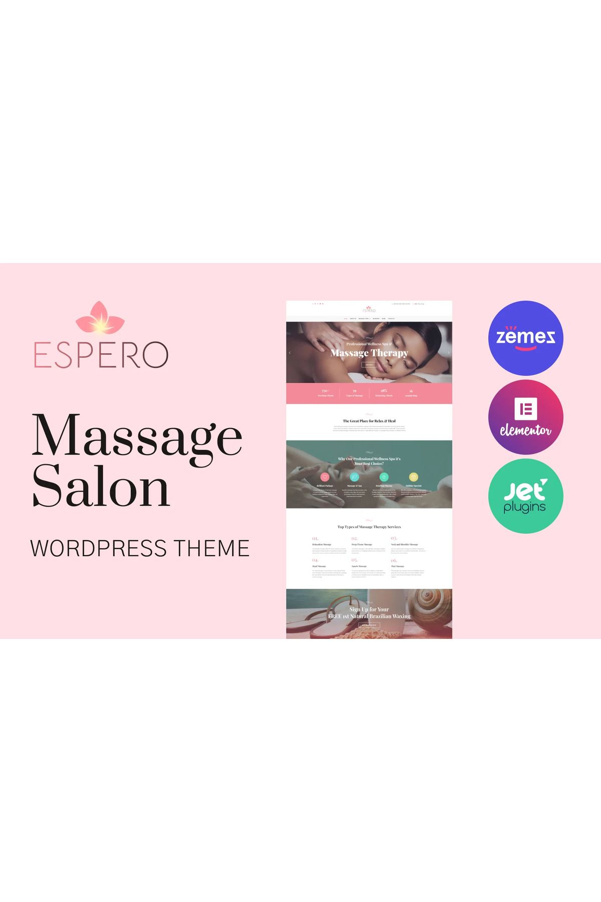 hemen tasarım Espero - Massage Salon Wordpress Teması