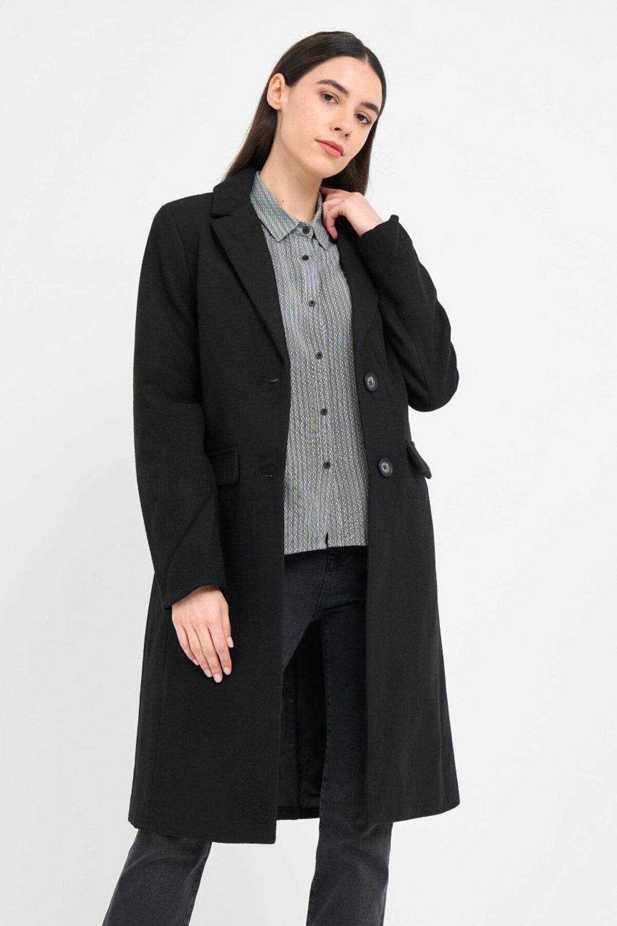 Timeout-Women's solid-colored coat with pockets 5