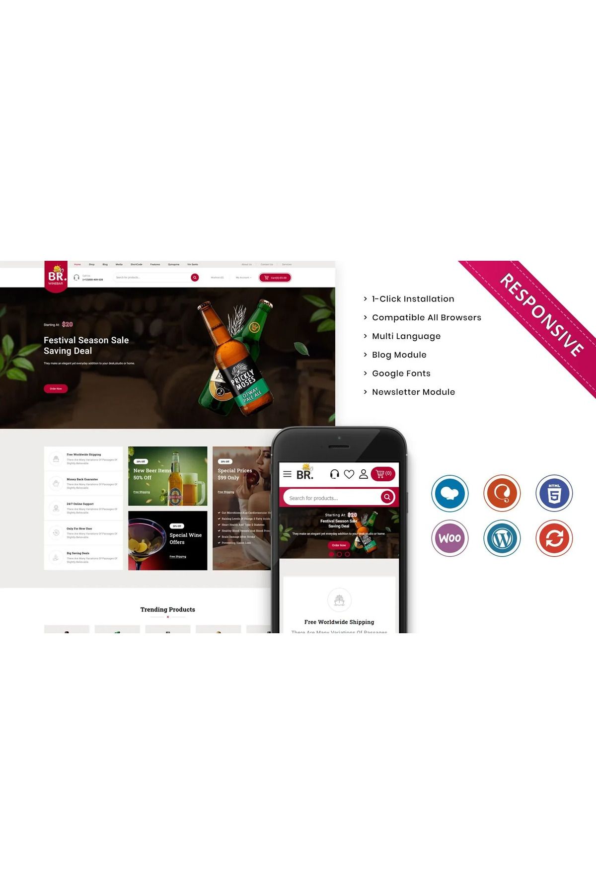 hemen tasarım BRwinebar - Wine and Winery Responsive Woocommerce Teması