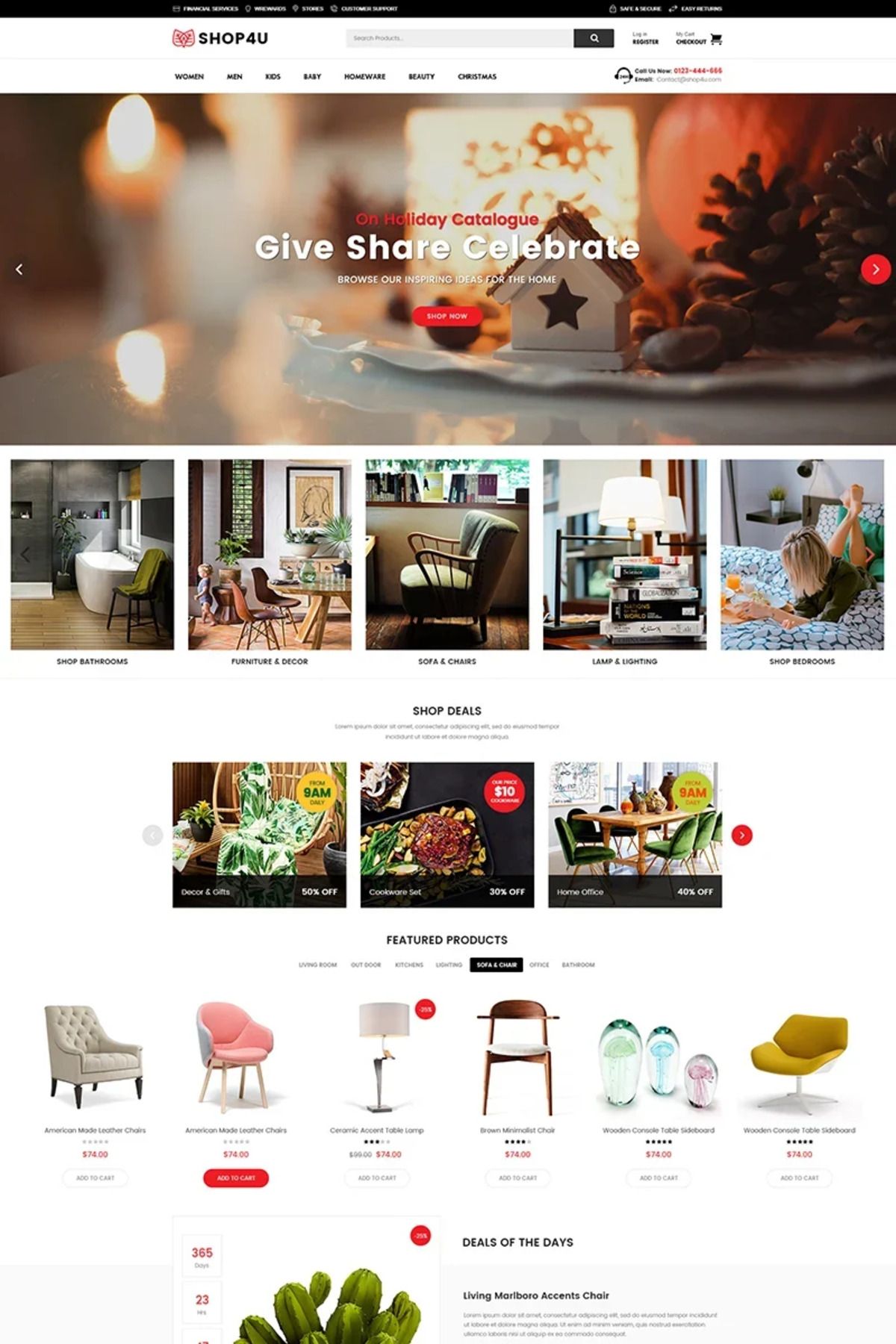 hemen tasarım Shop4U - Modern MarketPlace WooCommerce Teması