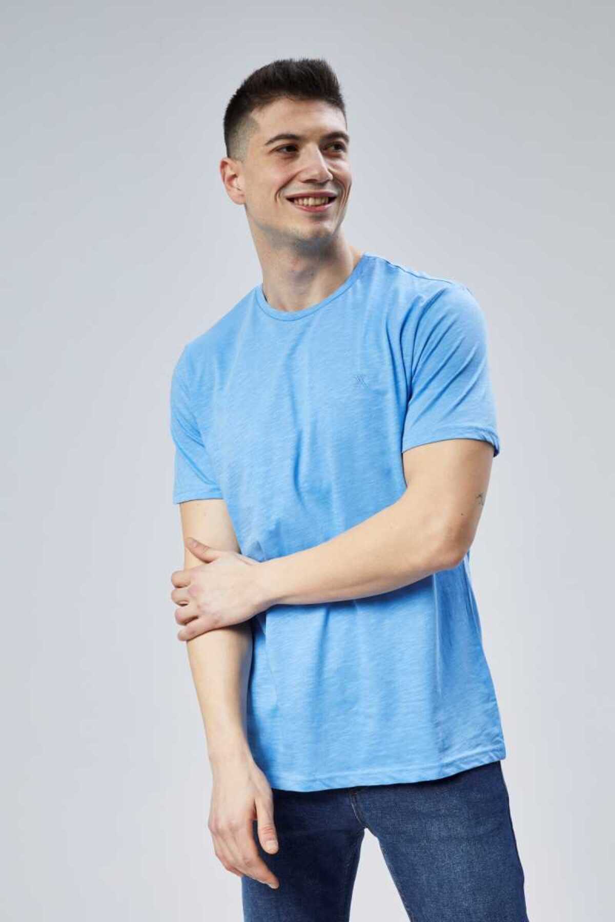 DOSXX-Safe 1St Quality 100% Combed Cotton Men's T-Shirt Classic Fit 0 Neck Short Sleeve T-Shirt 4
